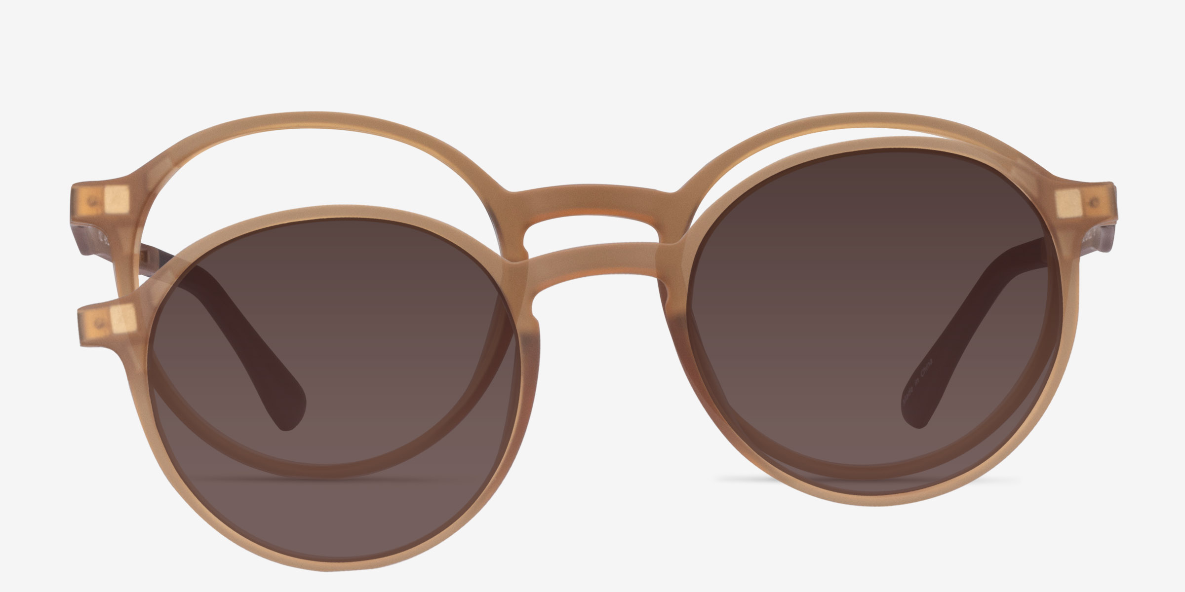 Hill Clip-On Clear Brown PlastiqueMontures de lunettes de vue d'EyeBuyDirect, Vue de Face