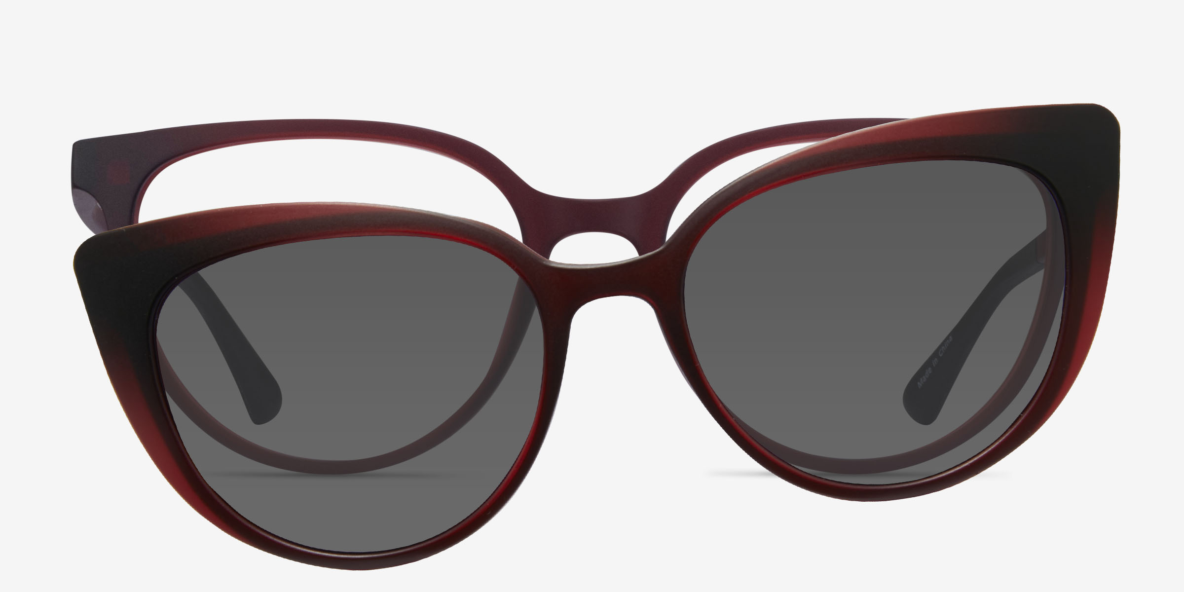 Avenida Clip-On Burgundy PlastiqueMontures de lunettes de vue d'EyeBuyDirect, Vue de Face