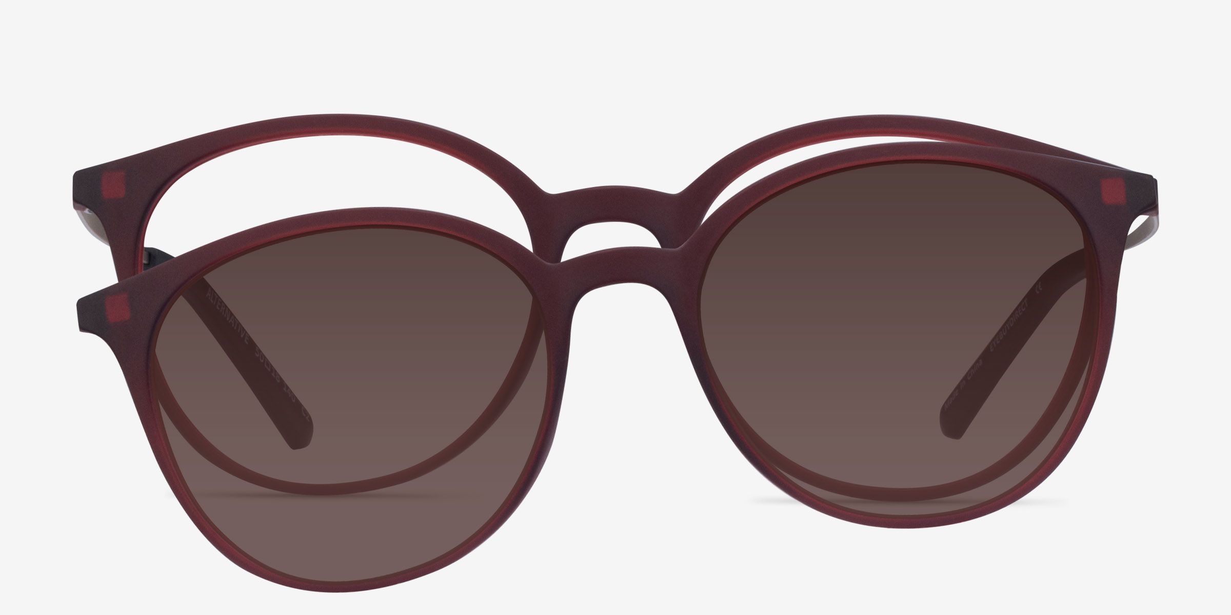 Alternative Clip-On Matte Burgundy PlastiqueMontures de lunettes de vue d'EyeBuyDirect, Vue de Face