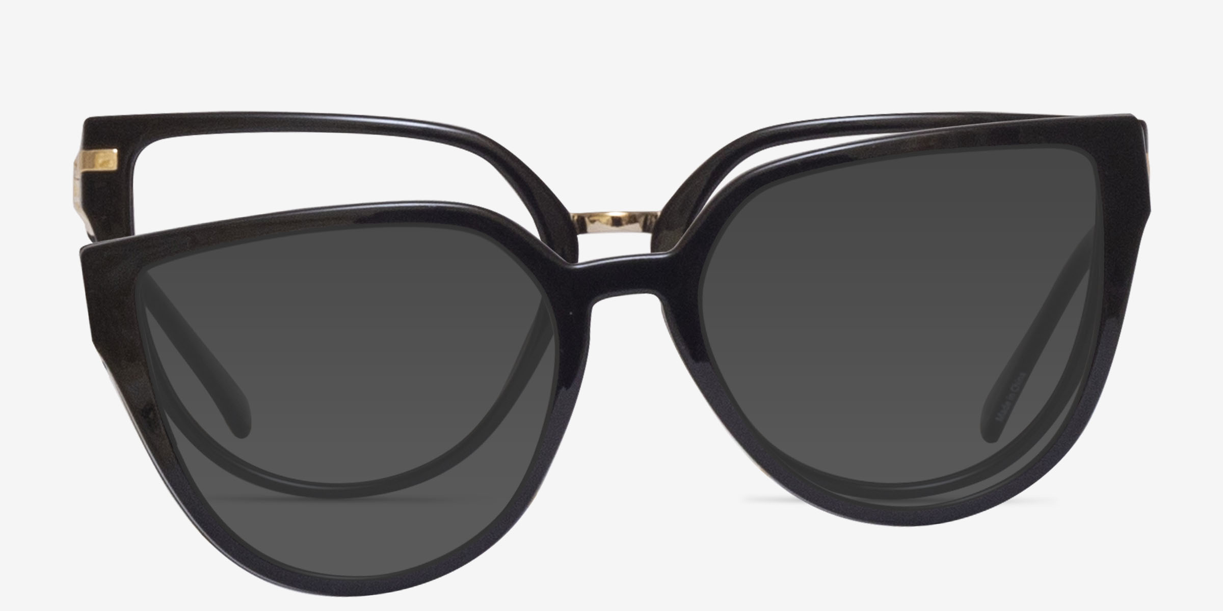 Vive Clip-On Noir Plastic-metalMontures de lunettes de vue d'EyeBuyDirect, Vue de Face