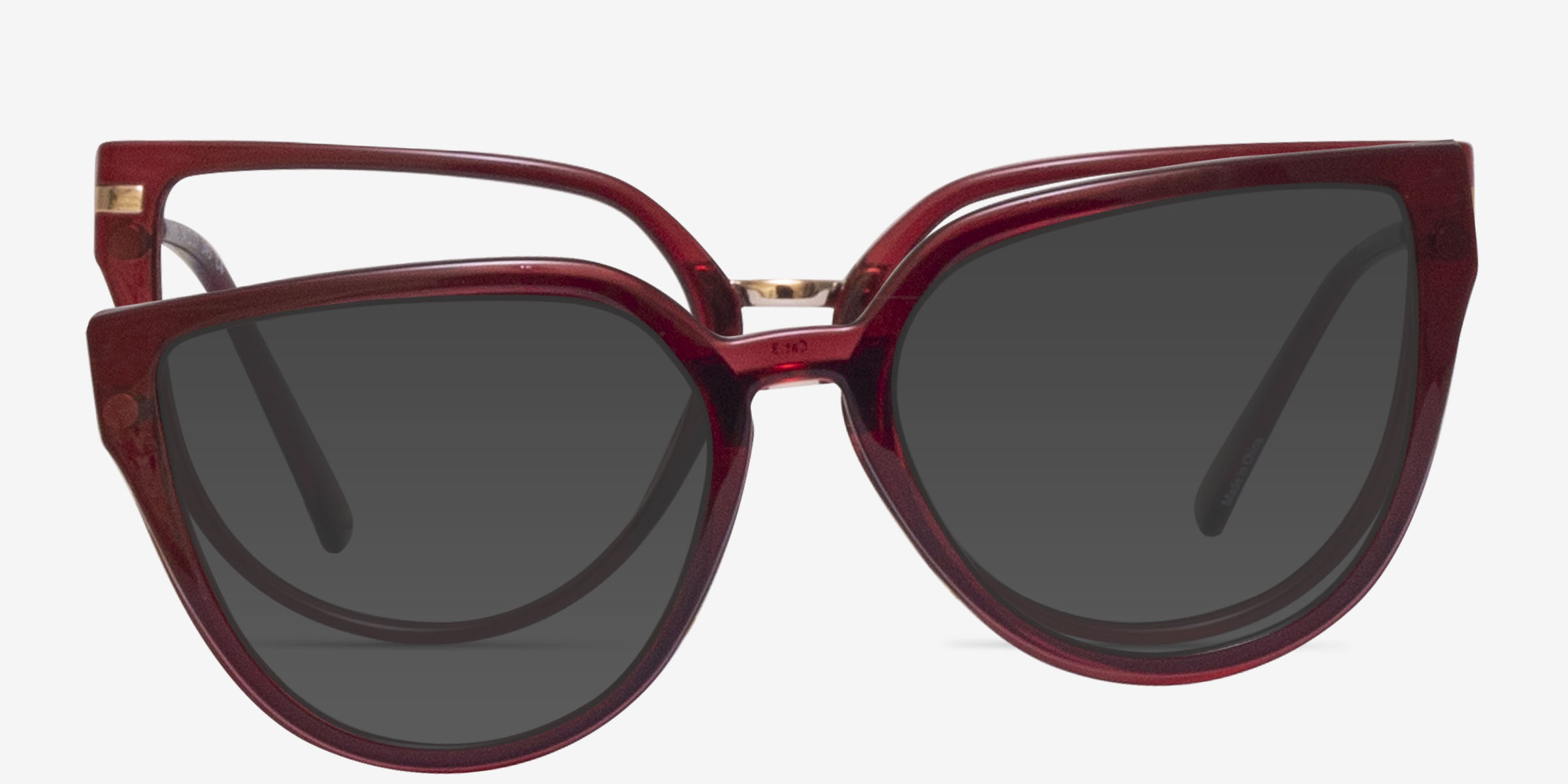 Vive Clip-On Rouge PlastiqueMontures de lunettes de vue d'EyeBuyDirect, Vue de Face