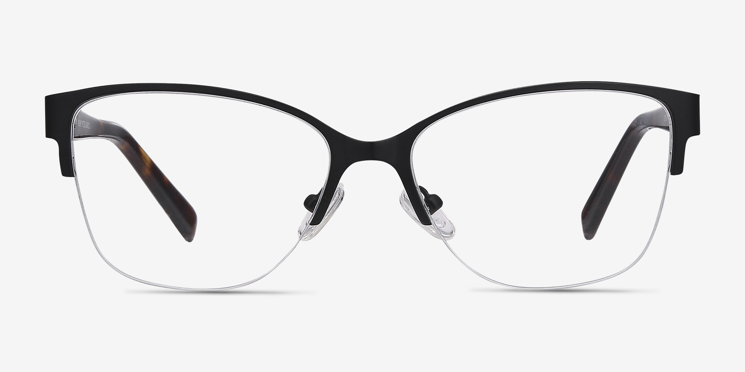 Feline Noir Acetate-metalMontures de lunettes de vue d'EyeBuyDirect, Vue de Face