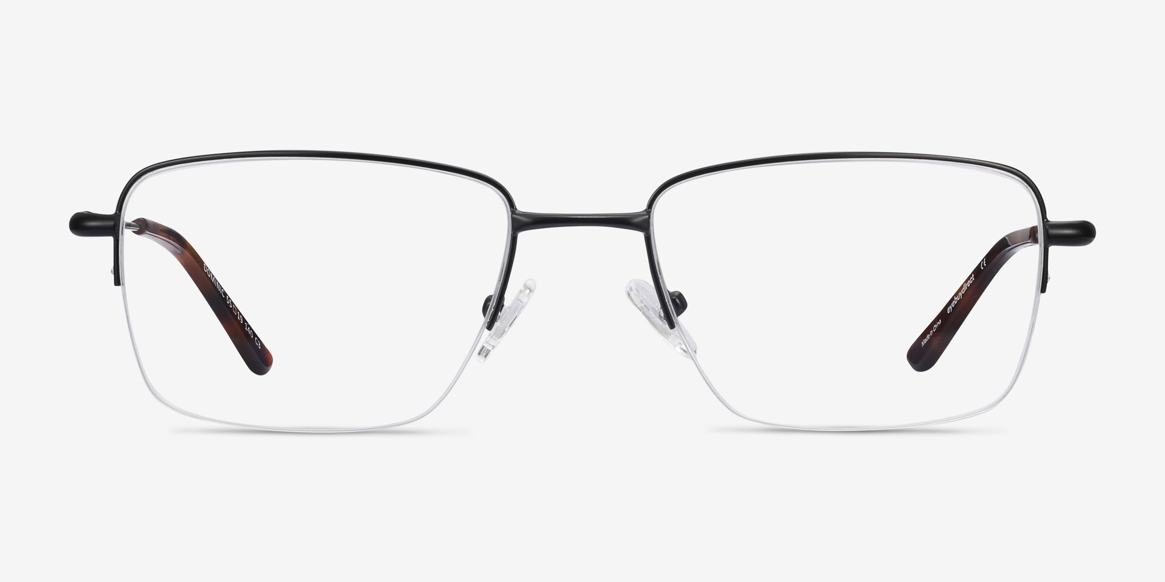 Dominic Noir MétalMontures de lunettes de vue d'EyeBuyDirect, Vue de Face