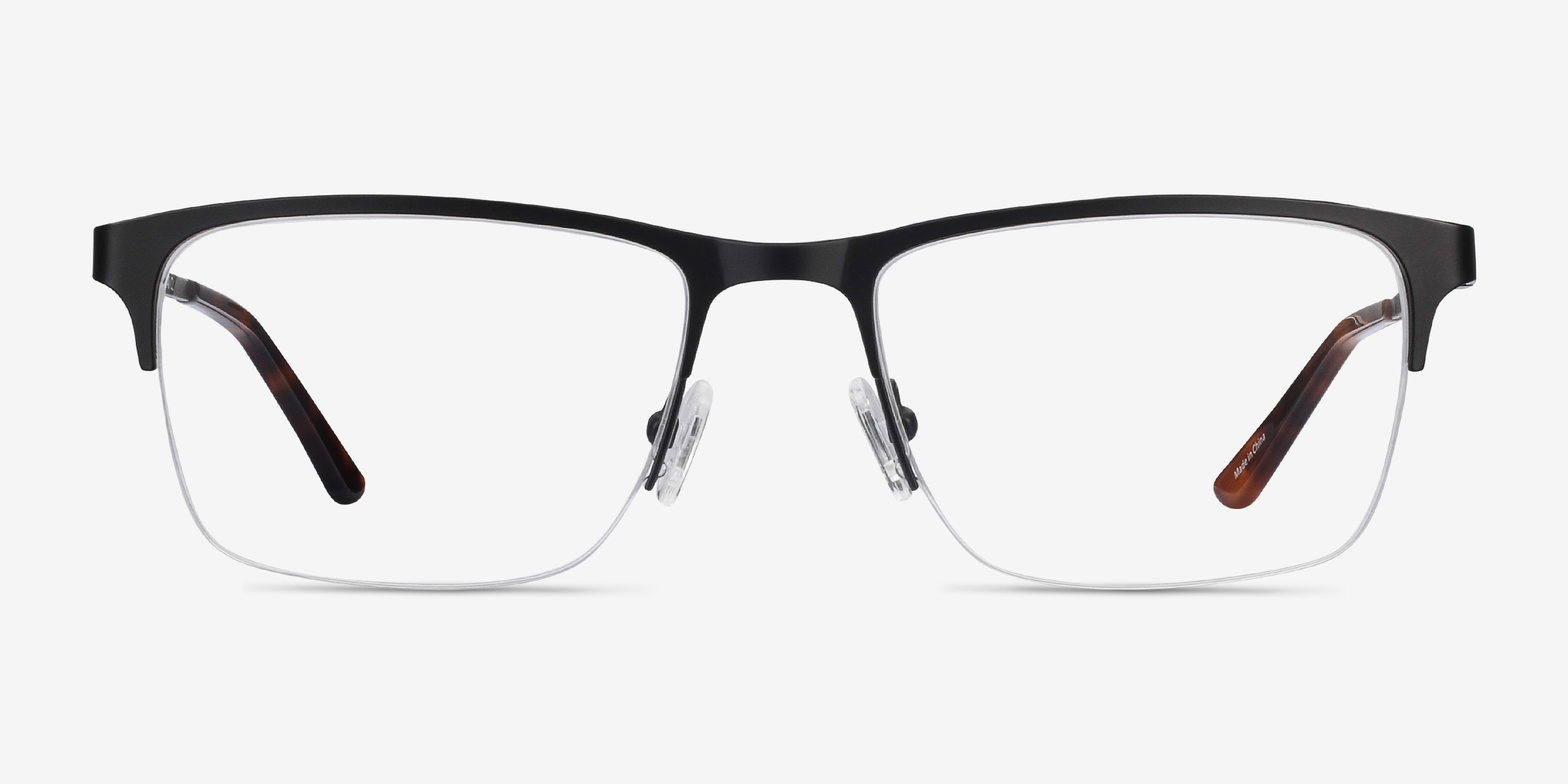 Jasper Noir MétalMontures de lunettes de vue d'EyeBuyDirect, Vue de Face