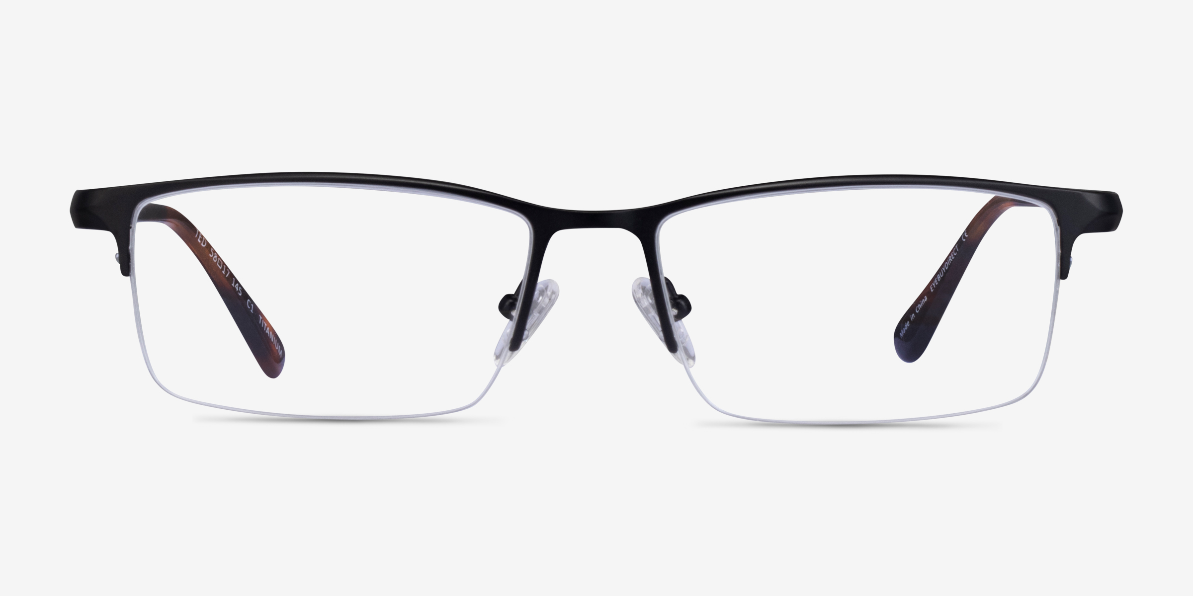 Ted Matte Black TitaniumMontures de lunettes de vue d'EyeBuyDirect, Vue de Face
