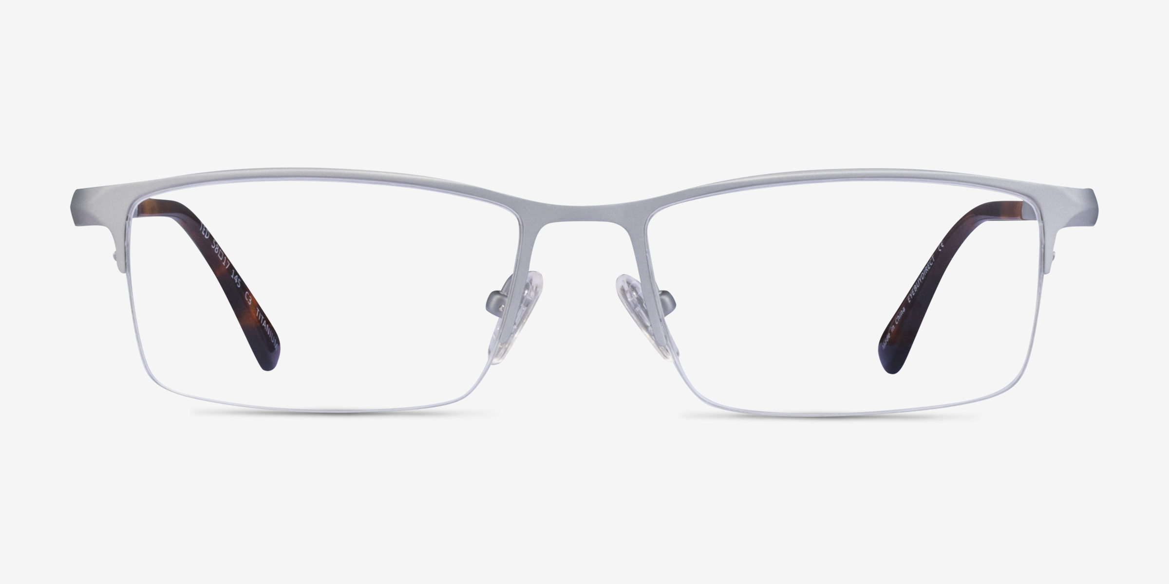 Ted Matte Silver TitaniumMontures de lunettes de vue d'EyeBuyDirect, Vue de Face
