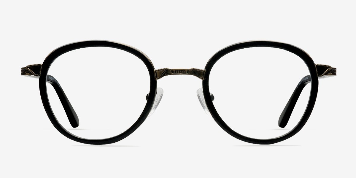 Bourgeois Black MétalMontures de lunettes de vue d'EyeBuyDirect, Vue de Face
