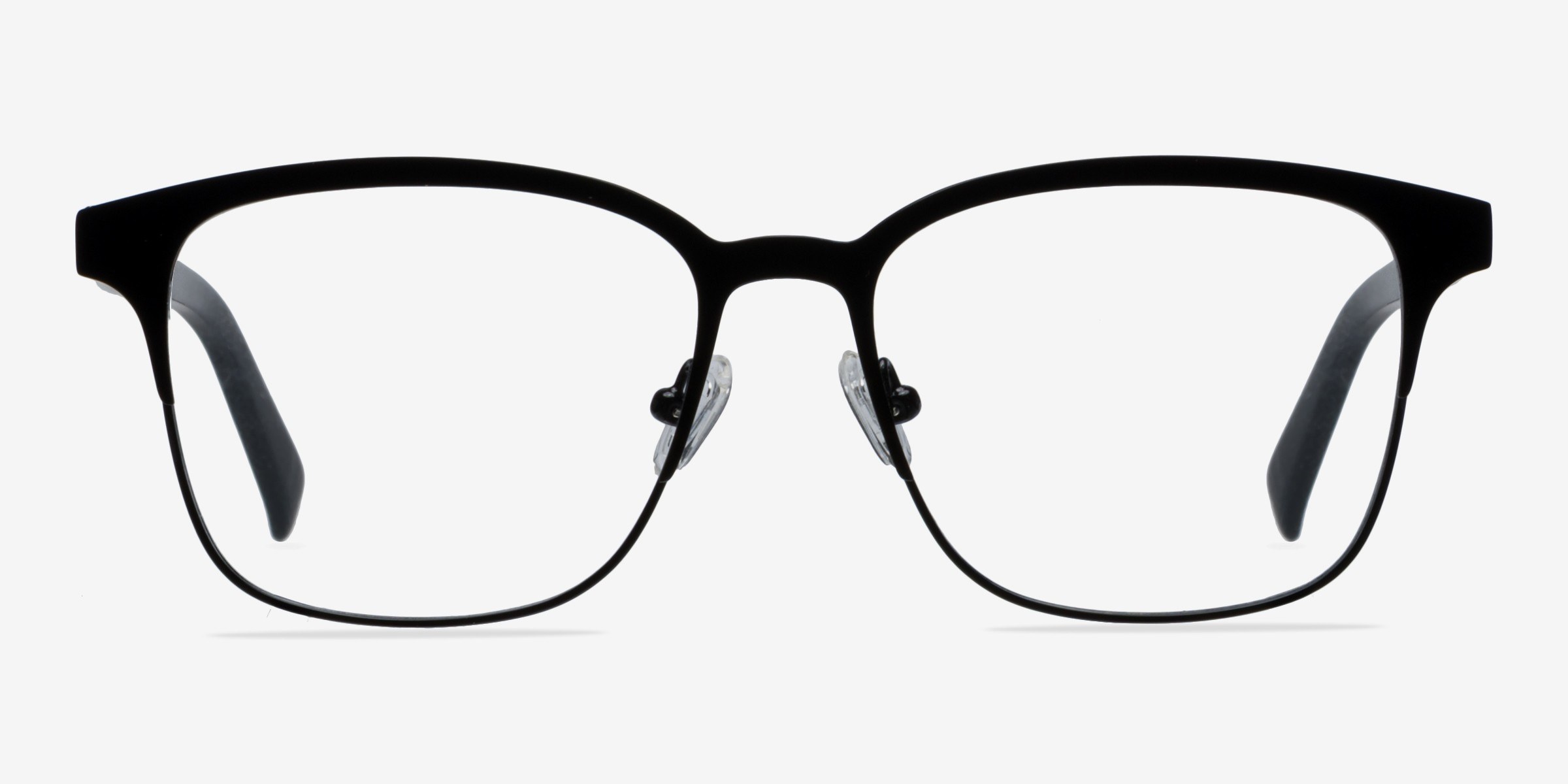 Intense Matte Black Acetate-metalMontures de lunettes de vue d'EyeBuyDirect, Vue de Face