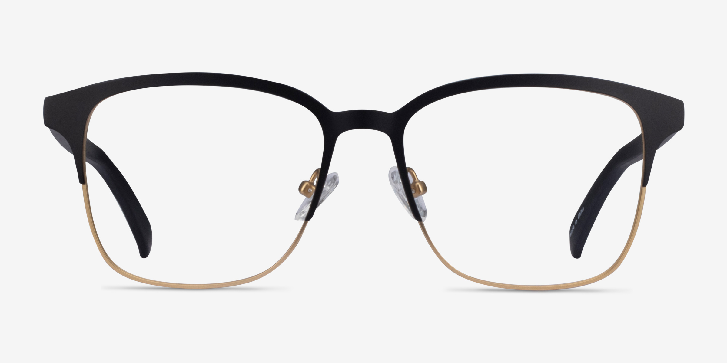 Intense Matte Black & Golden Acetate-metalMontures de lunettes de vue d'EyeBuyDirect, Vue de Face