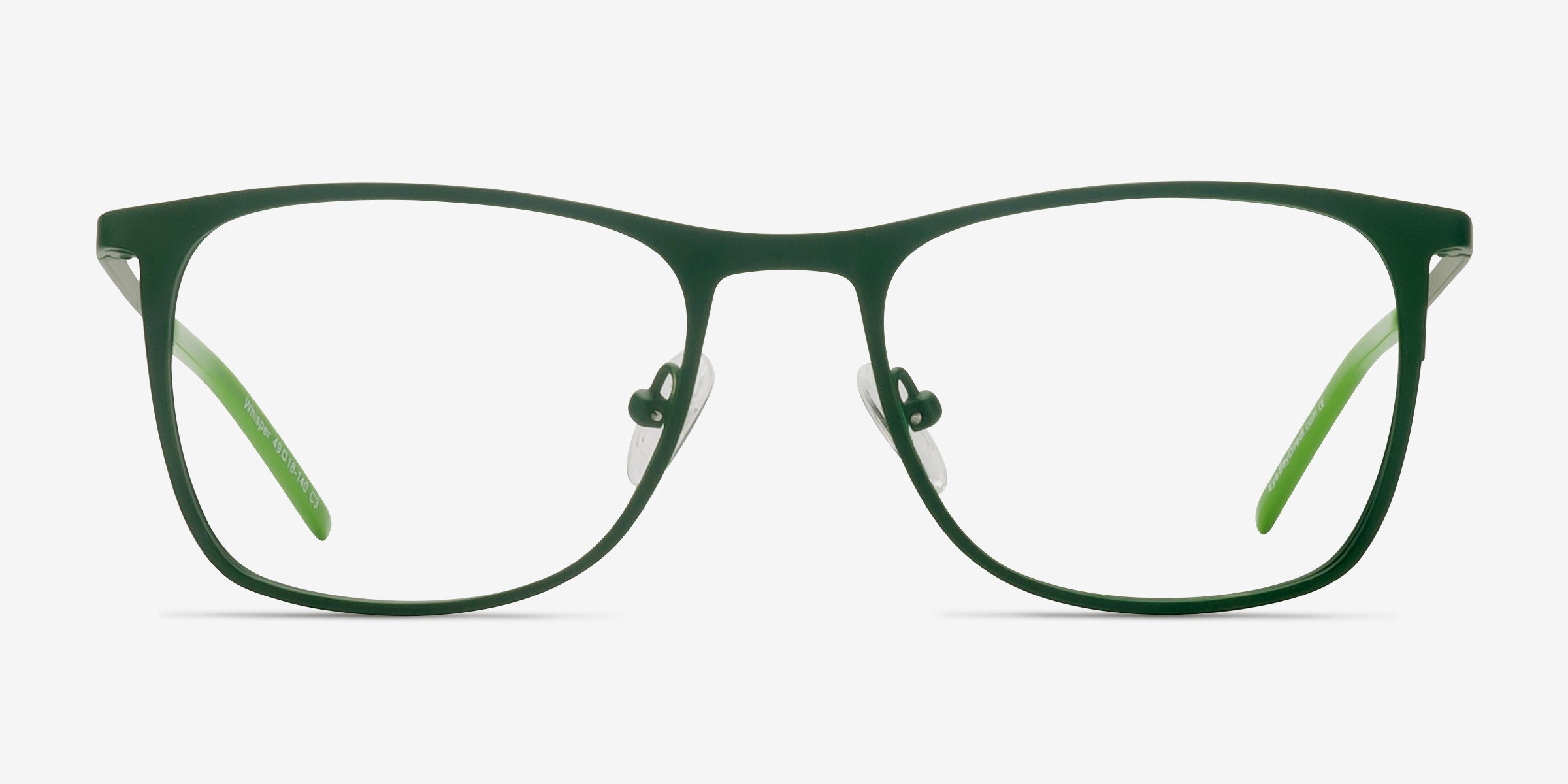 Whisper Vert Mat MétalMontures de lunettes de vue d'EyeBuyDirect, Vue de Face