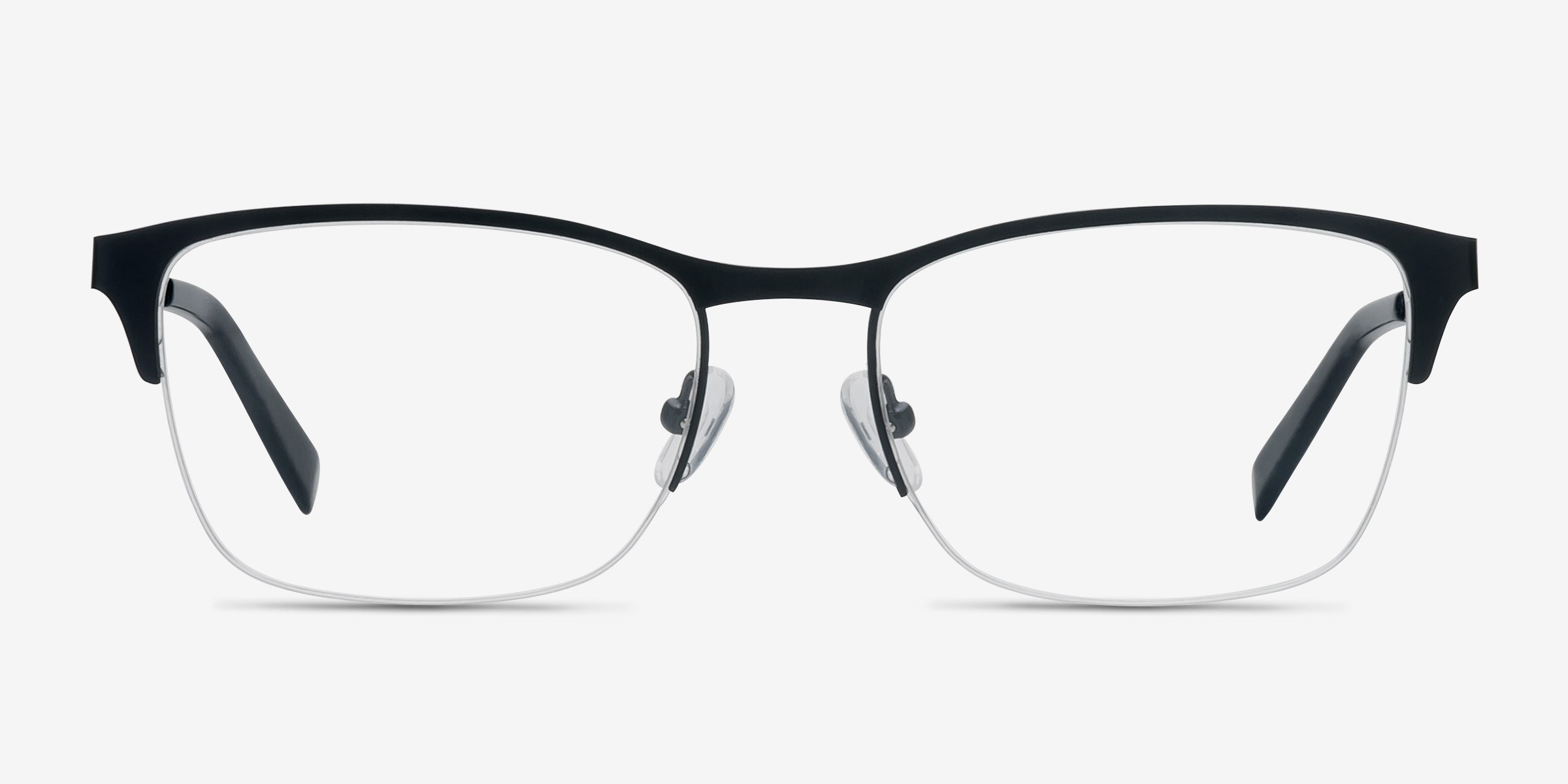 Time Bleu marine MétalMontures de lunettes de vue d'EyeBuyDirect, Vue de Face