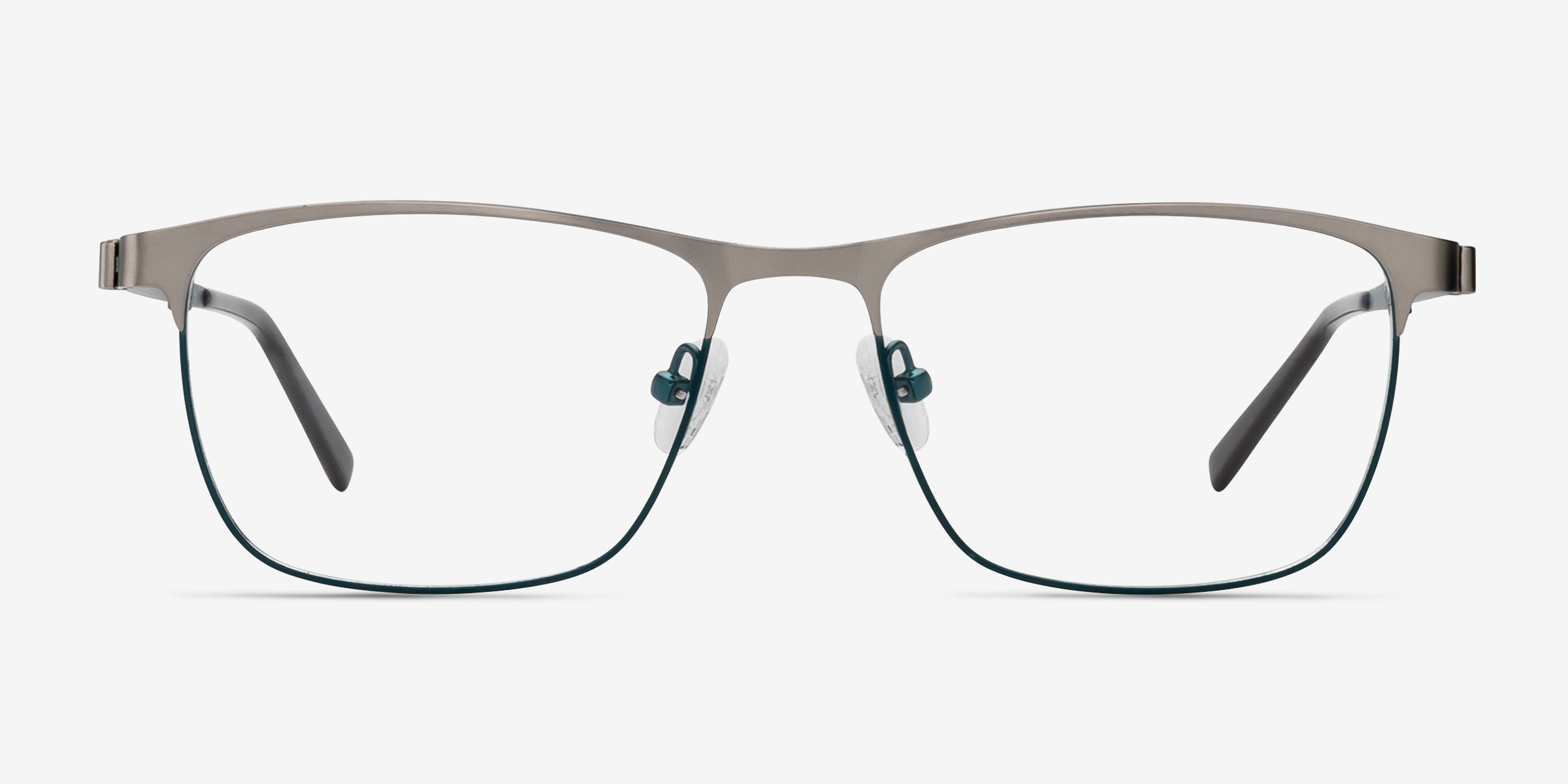 Pinion Gunmetal MétalMontures de lunettes de vue d'EyeBuyDirect, Vue de Face
