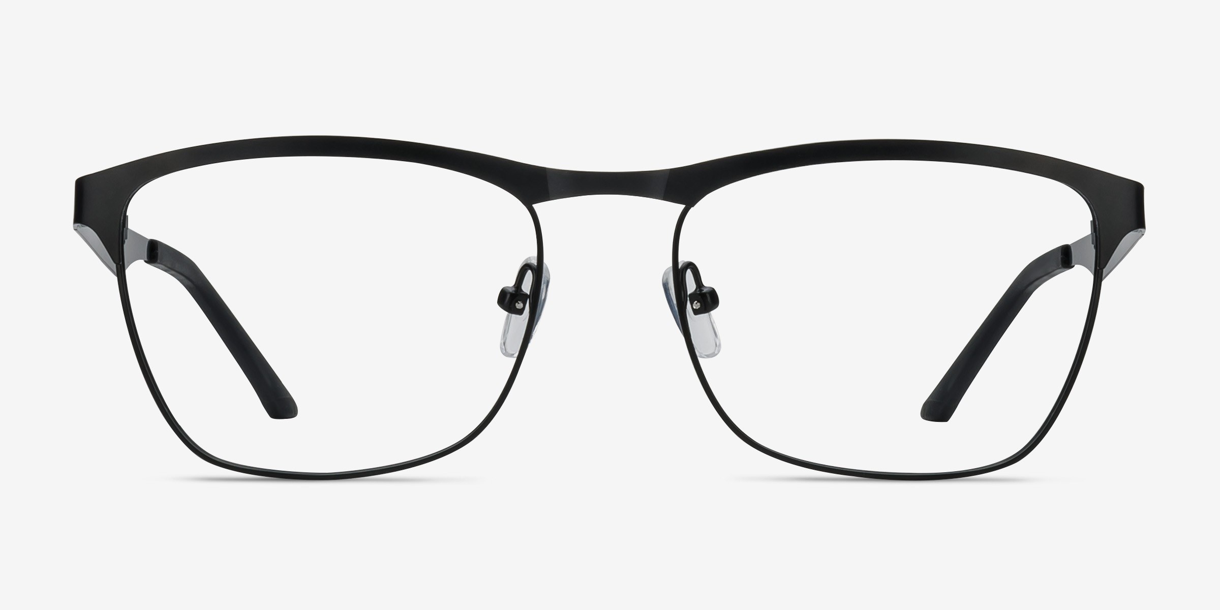 Foundry Noir MétalMontures de lunettes de vue d'EyeBuyDirect, Vue de Face