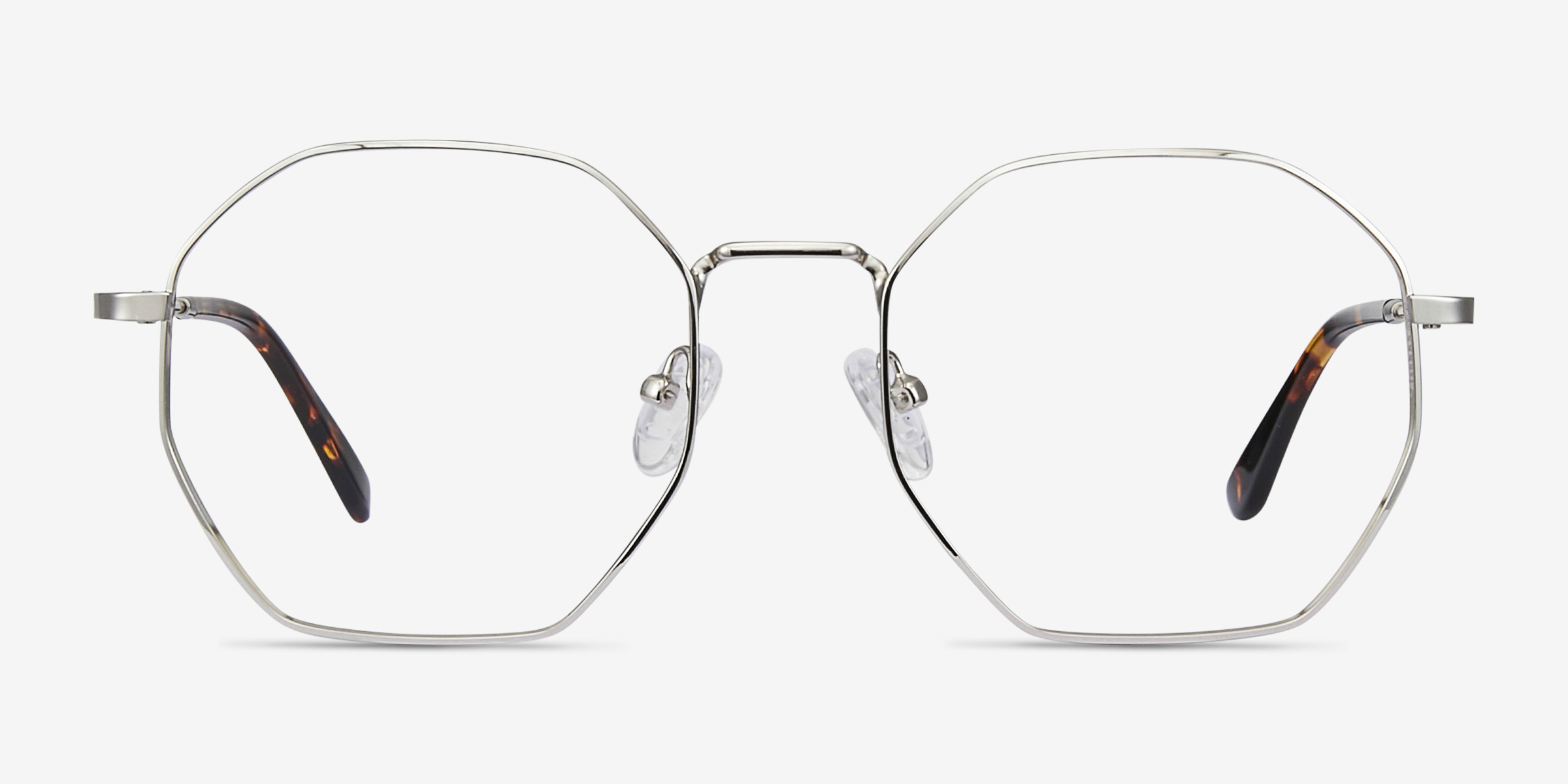 Octave Argenté MétalMontures de lunettes de vue d'EyeBuyDirect, Vue de Face