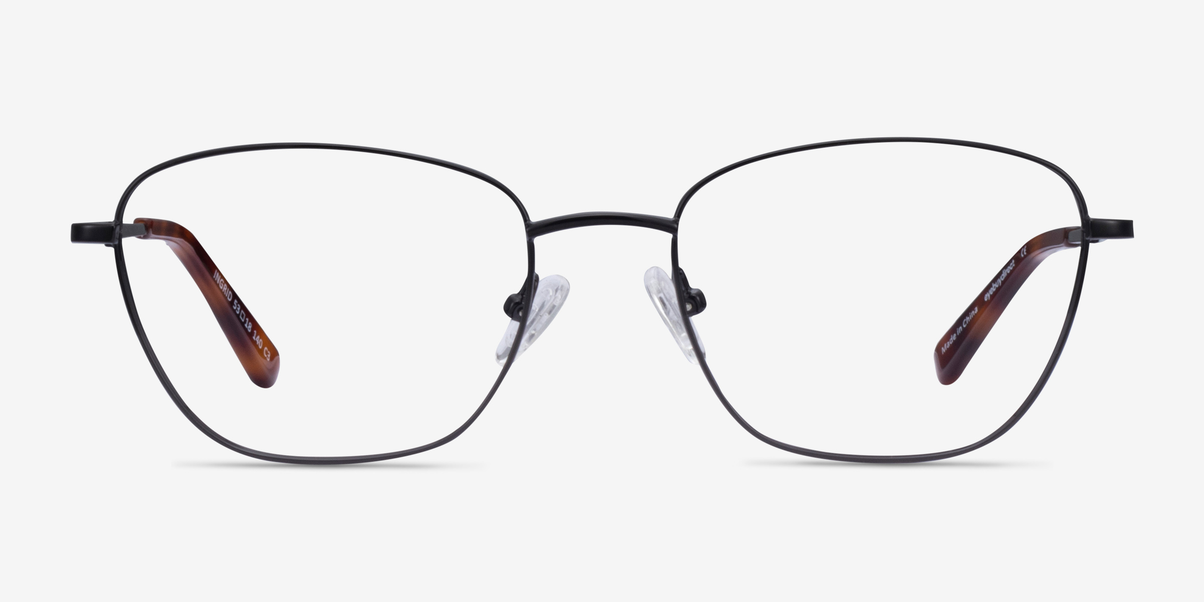 Ingrid Shiny Black MétalMontures de lunettes de vue d'EyeBuyDirect, Vue de Face