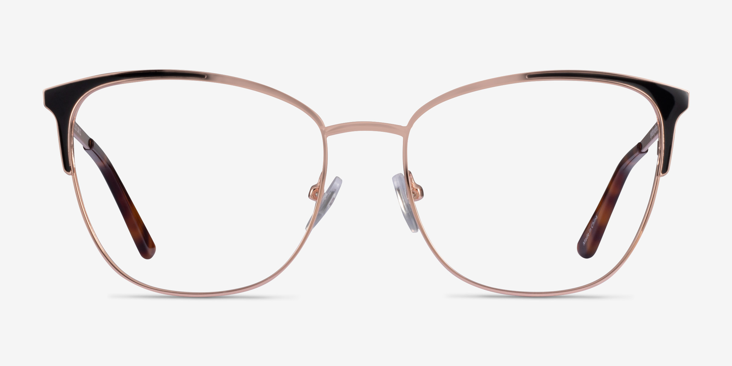 Kelsey Black Rose Gold MétalMontures de lunettes de vue d'EyeBuyDirect, Vue de Face