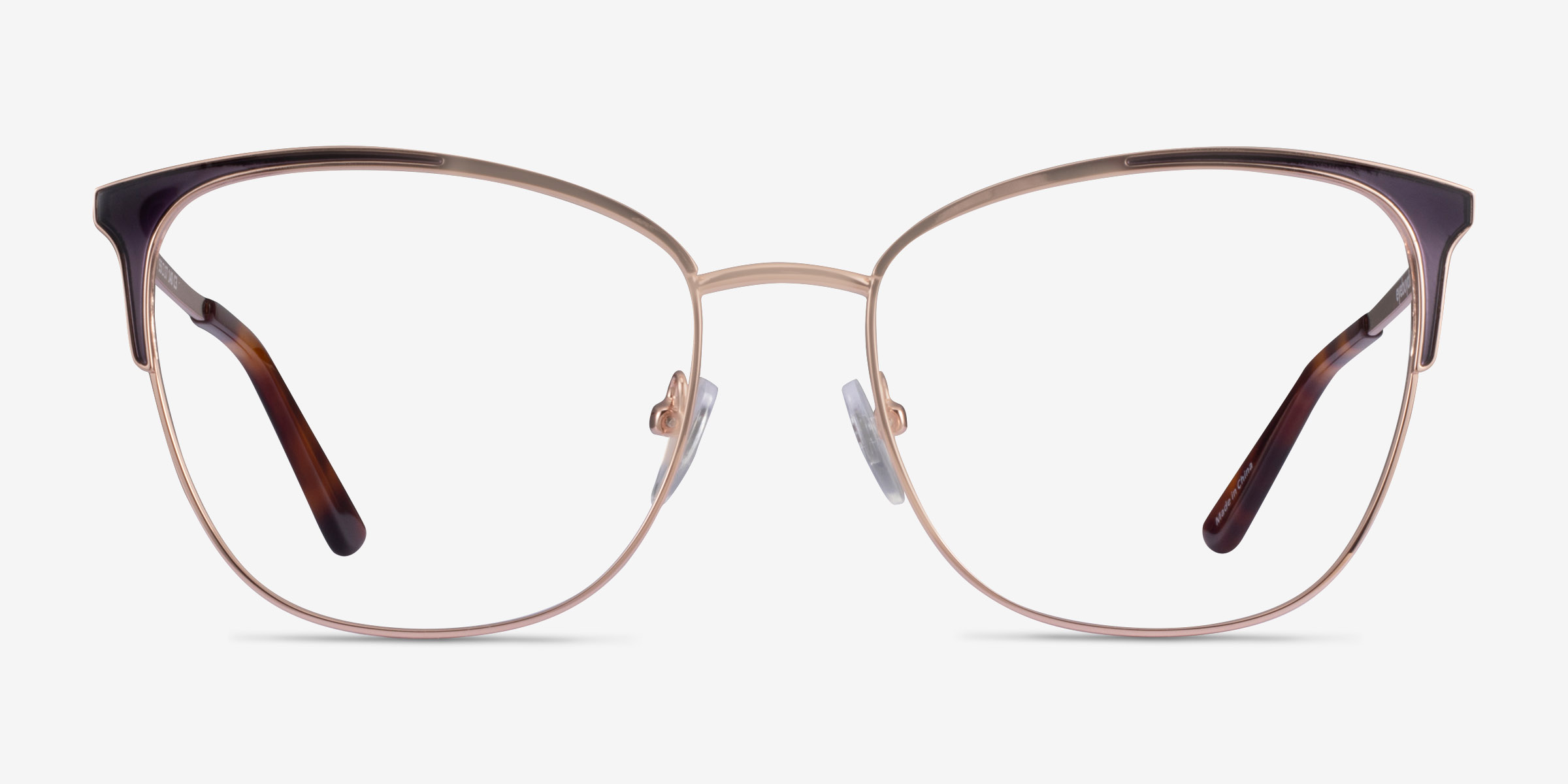Kelsey Navy Rose Gold MétalMontures de lunettes de vue d'EyeBuyDirect, Vue de Face