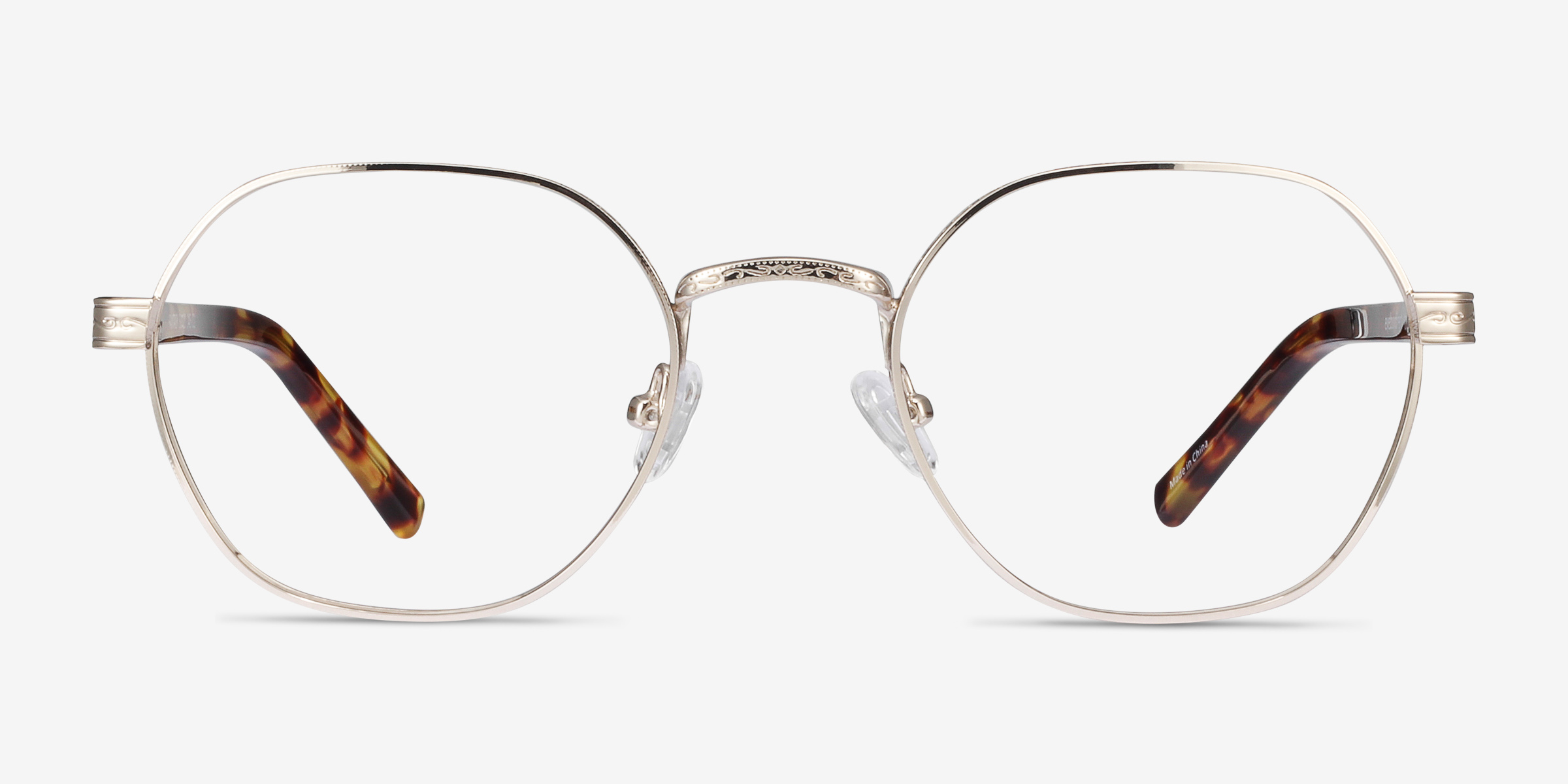 Fantasy Doré Acetate-metalMontures de lunettes de vue d'EyeBuyDirect, Vue de Face