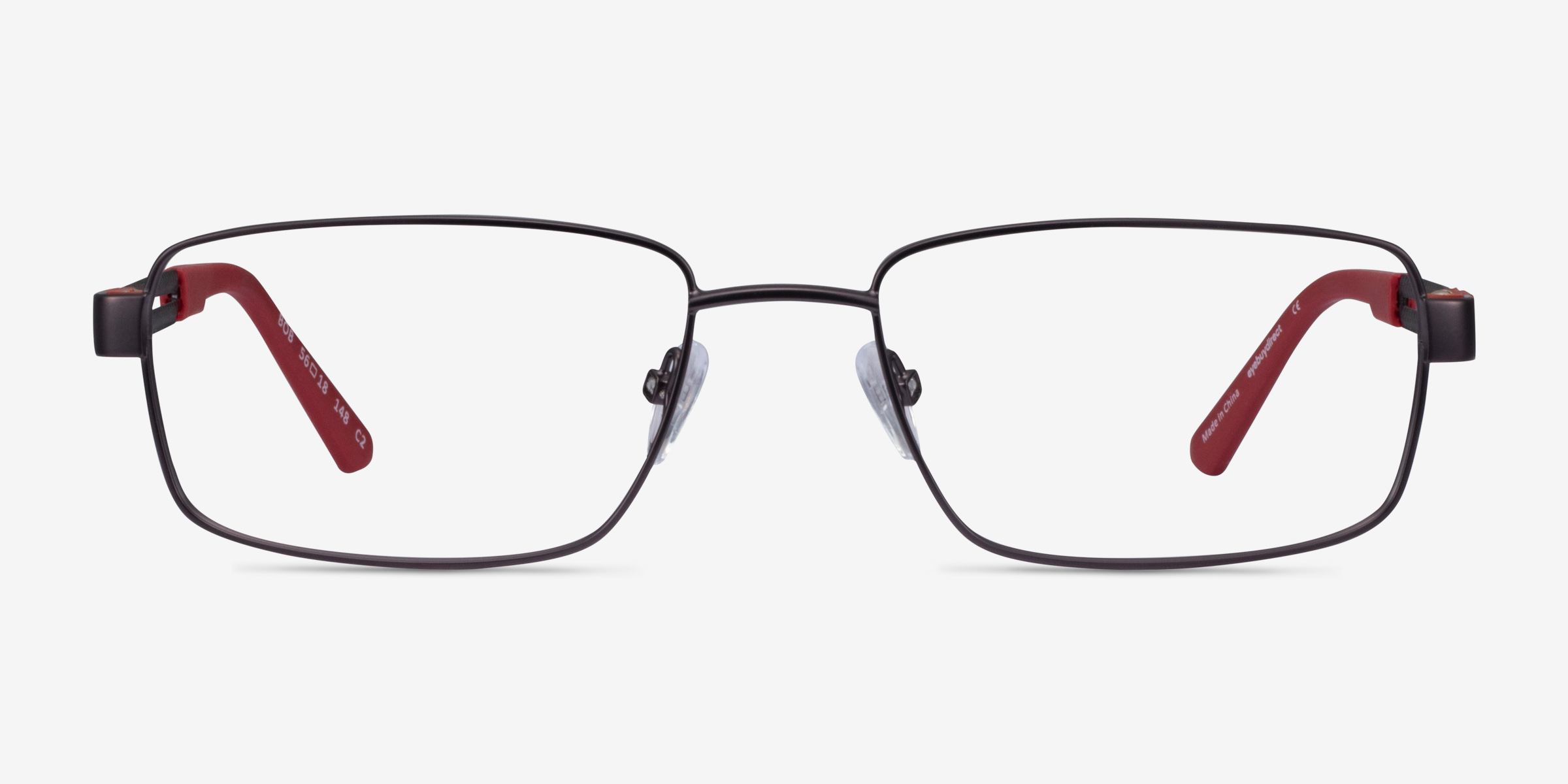 Bob Gunmetal Red MétalMontures de lunettes de vue d'EyeBuyDirect, Vue de Face