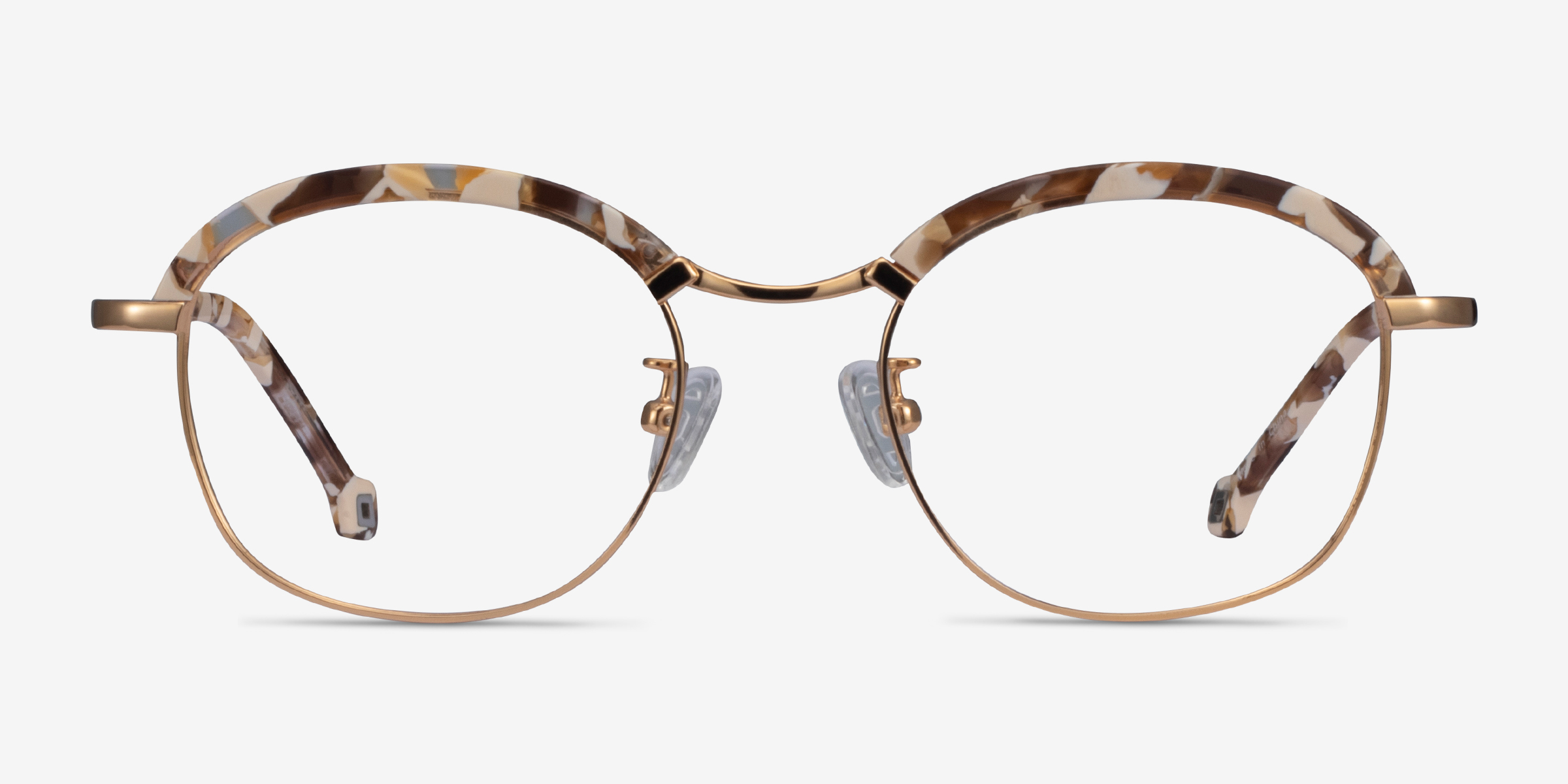 Ochoa Brown Floral Gold Acetate-metalMontures de lunettes de vue d'EyeBuyDirect, Vue de Face