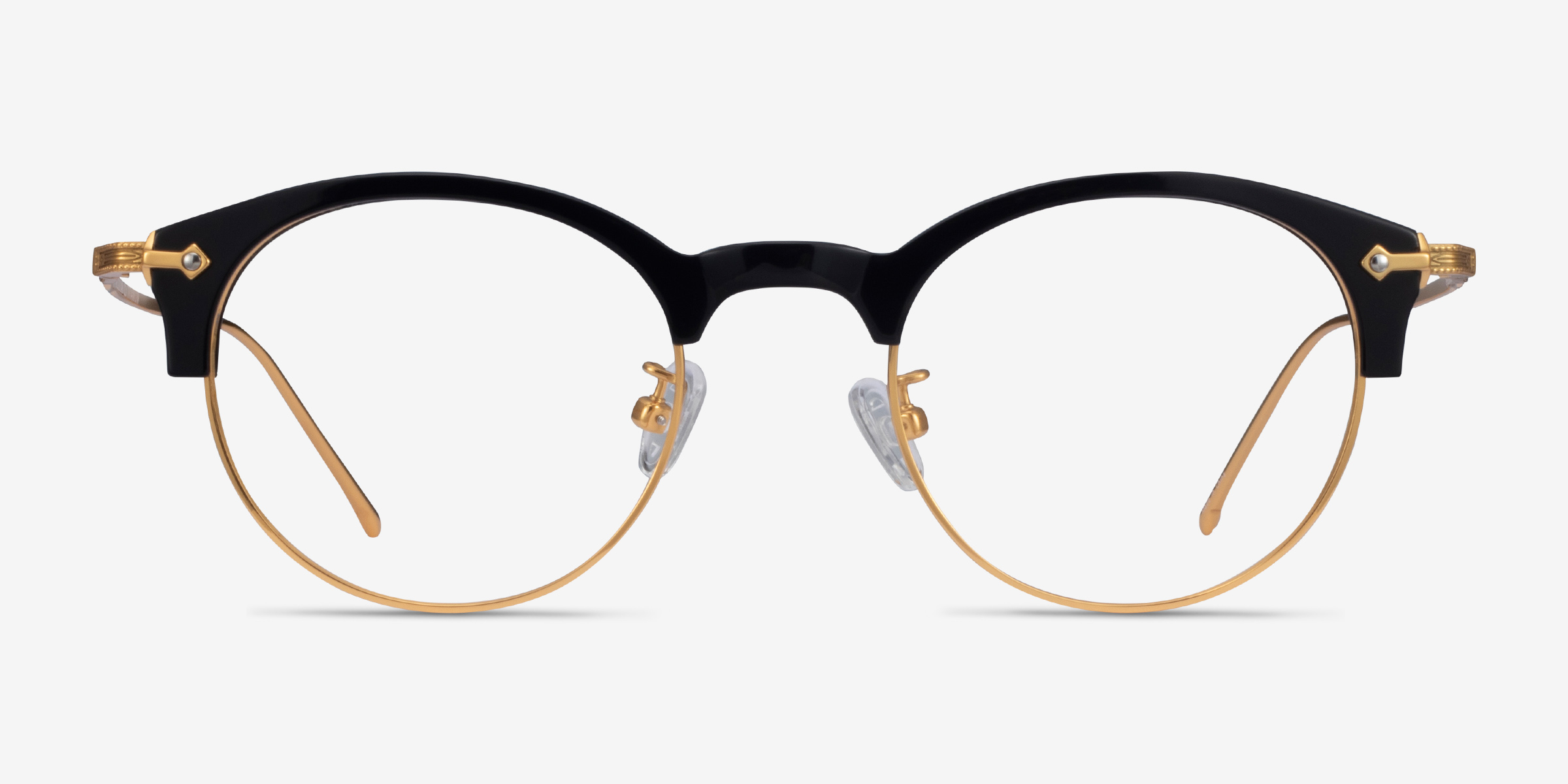 Irvin Noir Acetate-metalMontures de lunettes de vue d'EyeBuyDirect, Vue de Face