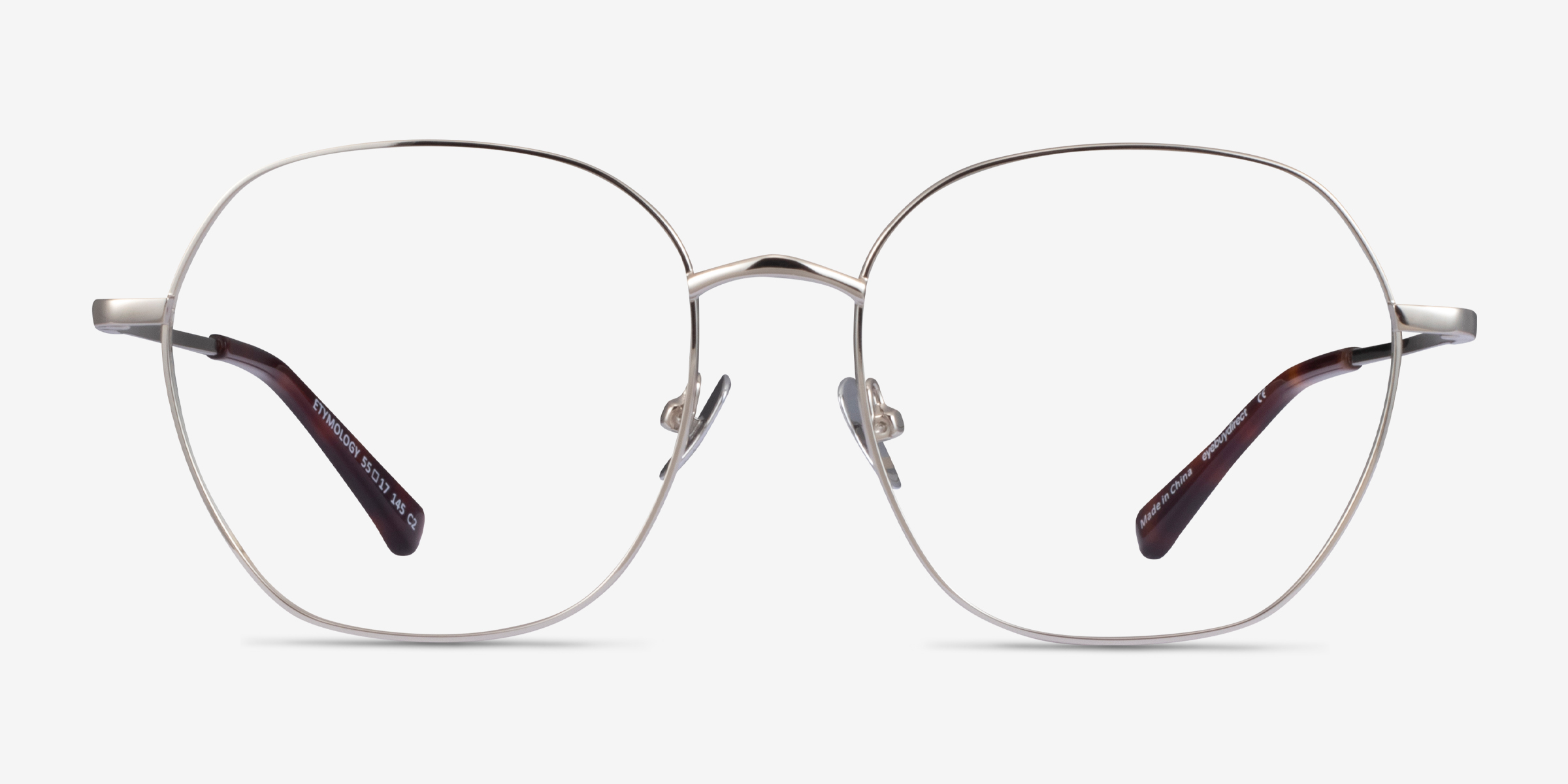 Etymology Argenté MétalMontures de lunettes de vue d'EyeBuyDirect, Vue de Face