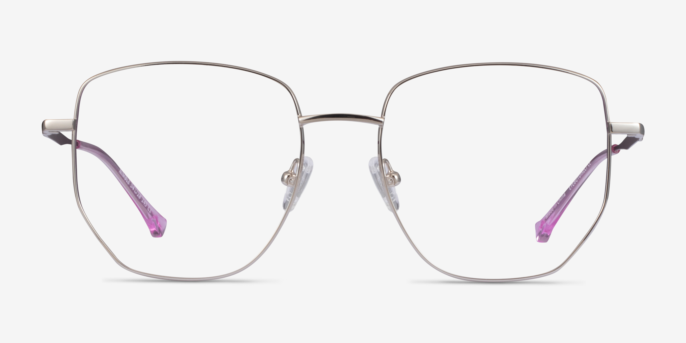 Nimble Silver & Purple MétalMontures de lunettes de vue d'EyeBuyDirect, Vue de Face