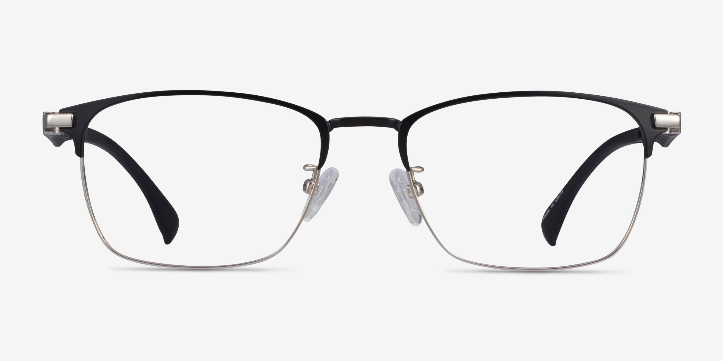 Johnny Black Silver PlastiqueMontures de lunettes de vue d'EyeBuyDirect, Vue de Face