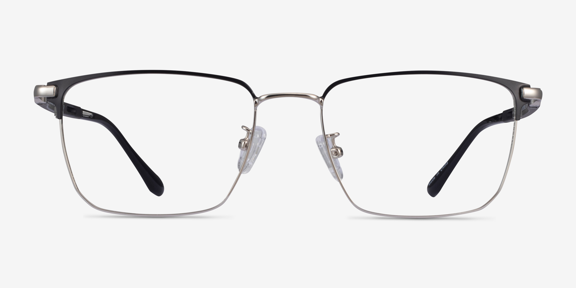 Abroad Black Silver MétalMontures de lunettes de vue d'EyeBuyDirect, Vue de Face