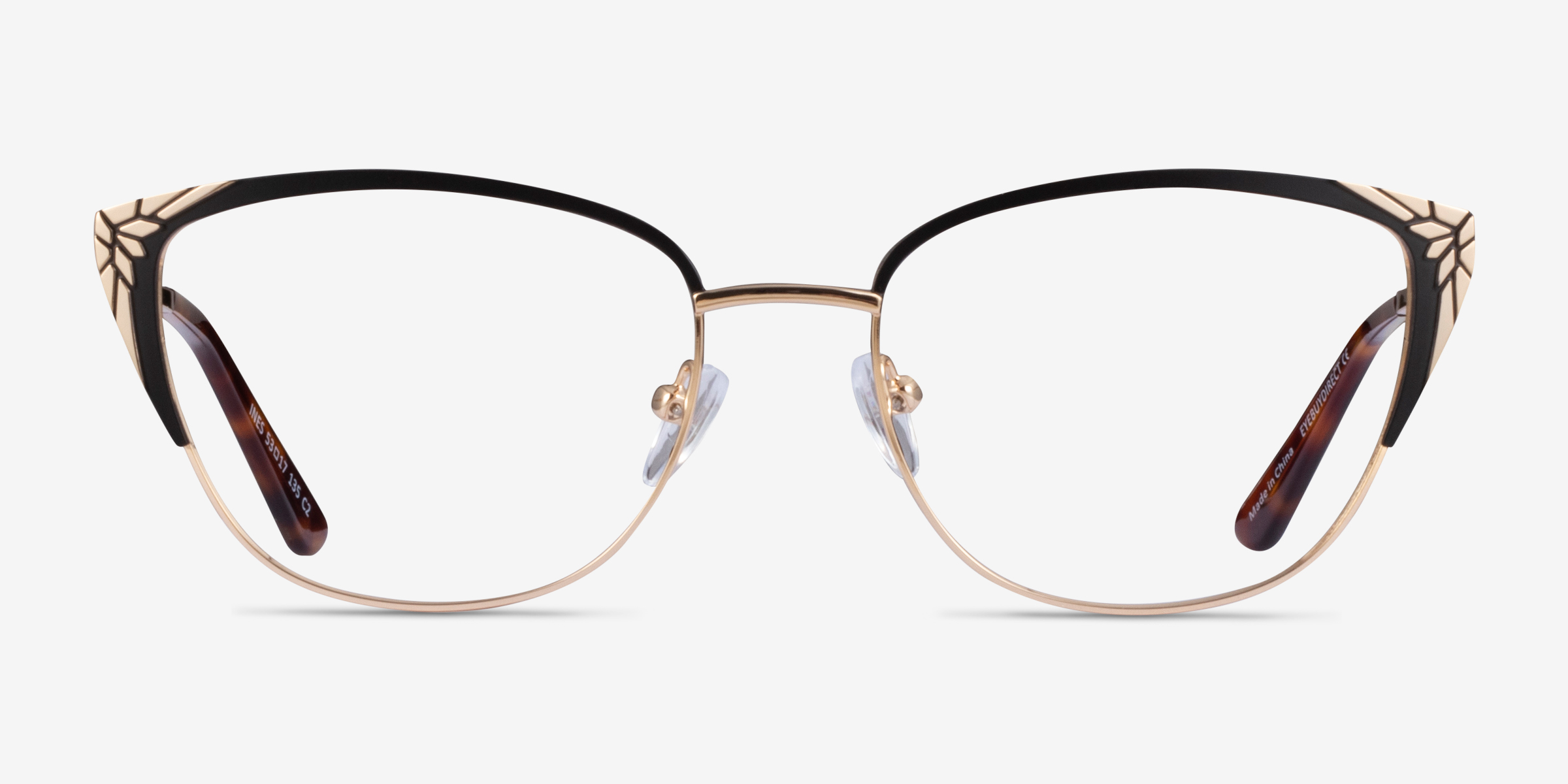 Ines Black Gold MétalMontures de lunettes de vue d'EyeBuyDirect, Vue de Face