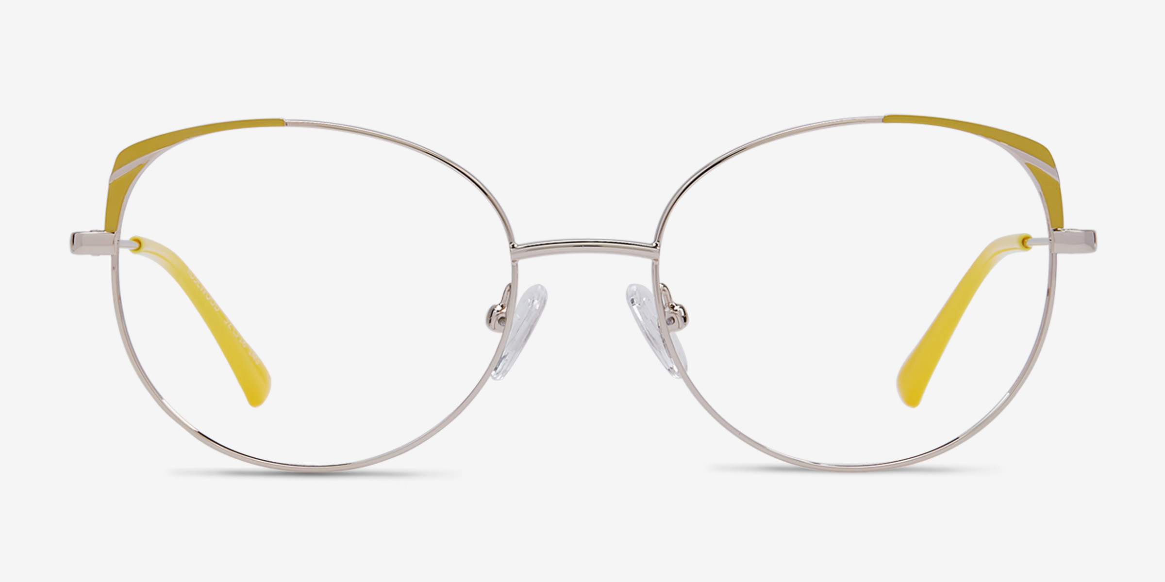 Rosewood Light Gold Yellow MétalMontures de lunettes de vue d'EyeBuyDirect, Vue de Face