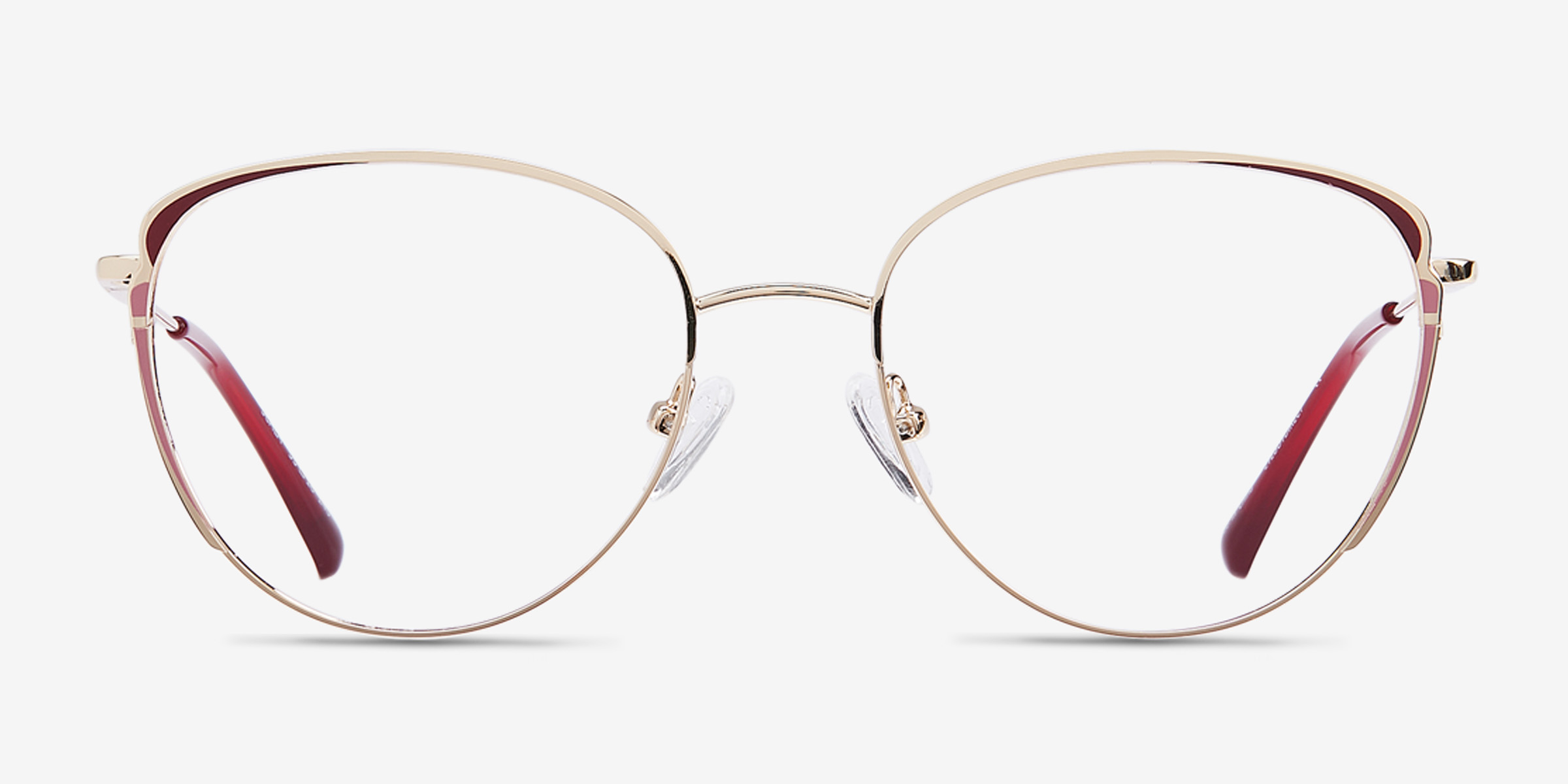 Scala Gold Burgundy MétalMontures de lunettes de vue d'EyeBuyDirect, Vue de Face