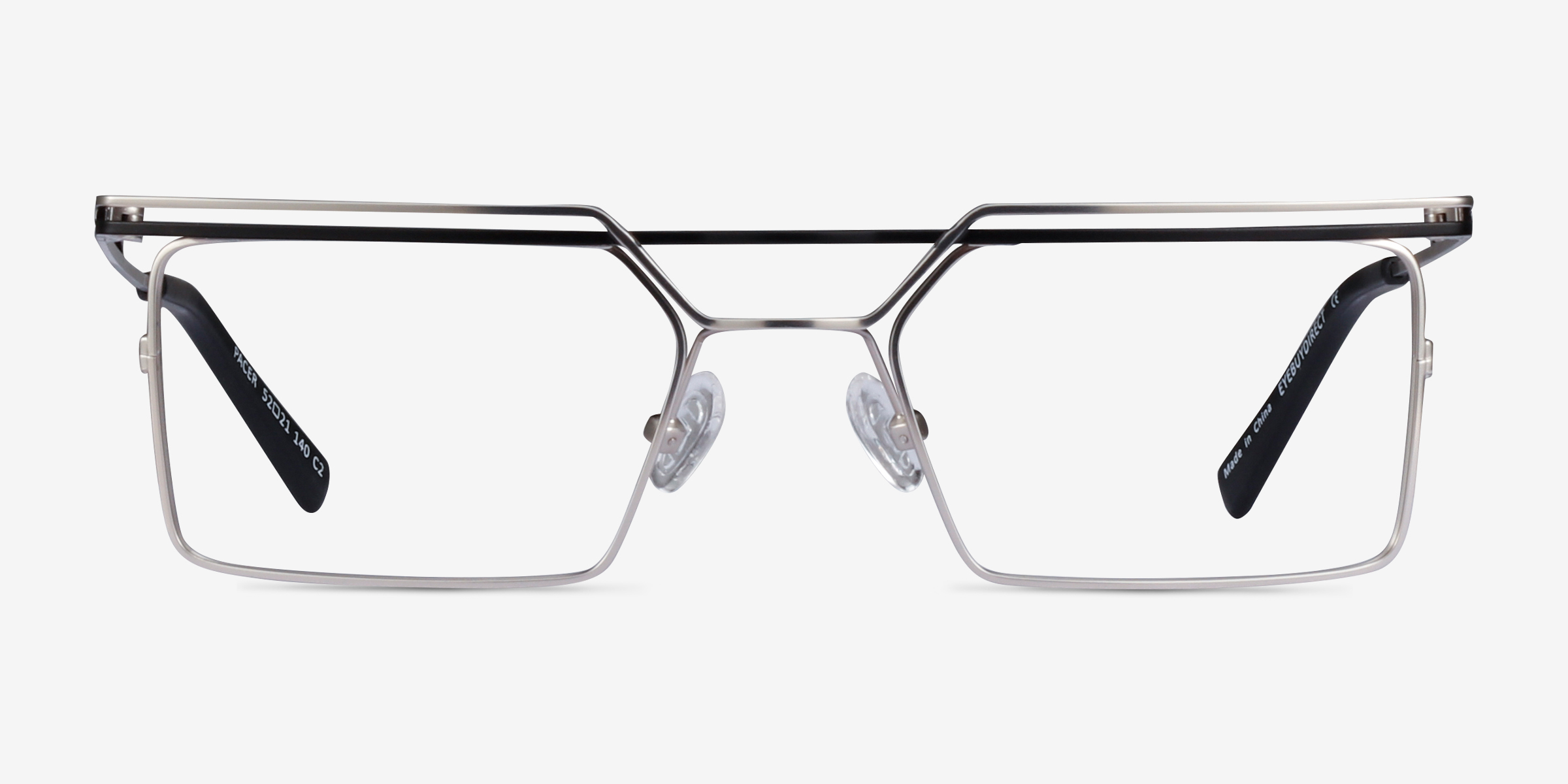 Pacer Silver Black MétalMontures de lunettes de vue d'EyeBuyDirect, Vue de Face