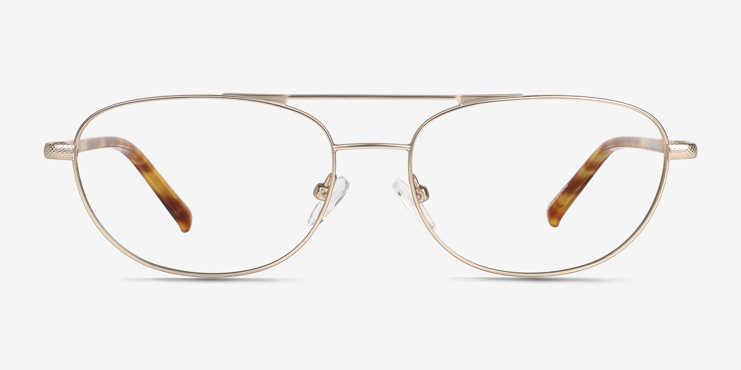 Vic Matt Gold Yellow Tortoise MétalMontures de lunettes de vue d'EyeBuyDirect, Vue de Face