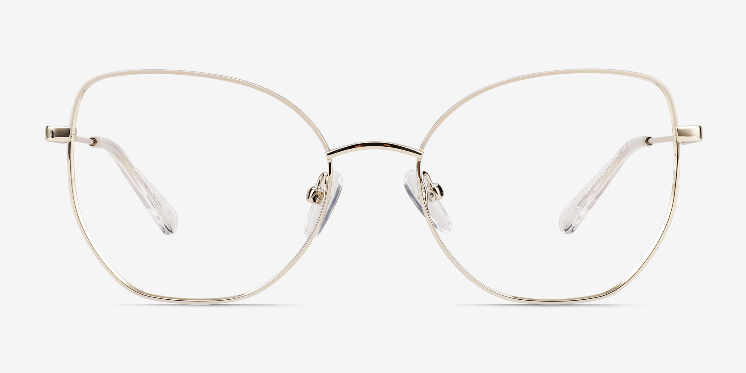 Desire Shiny Gold White MétalMontures de lunettes de vue d'EyeBuyDirect, Vue de Face