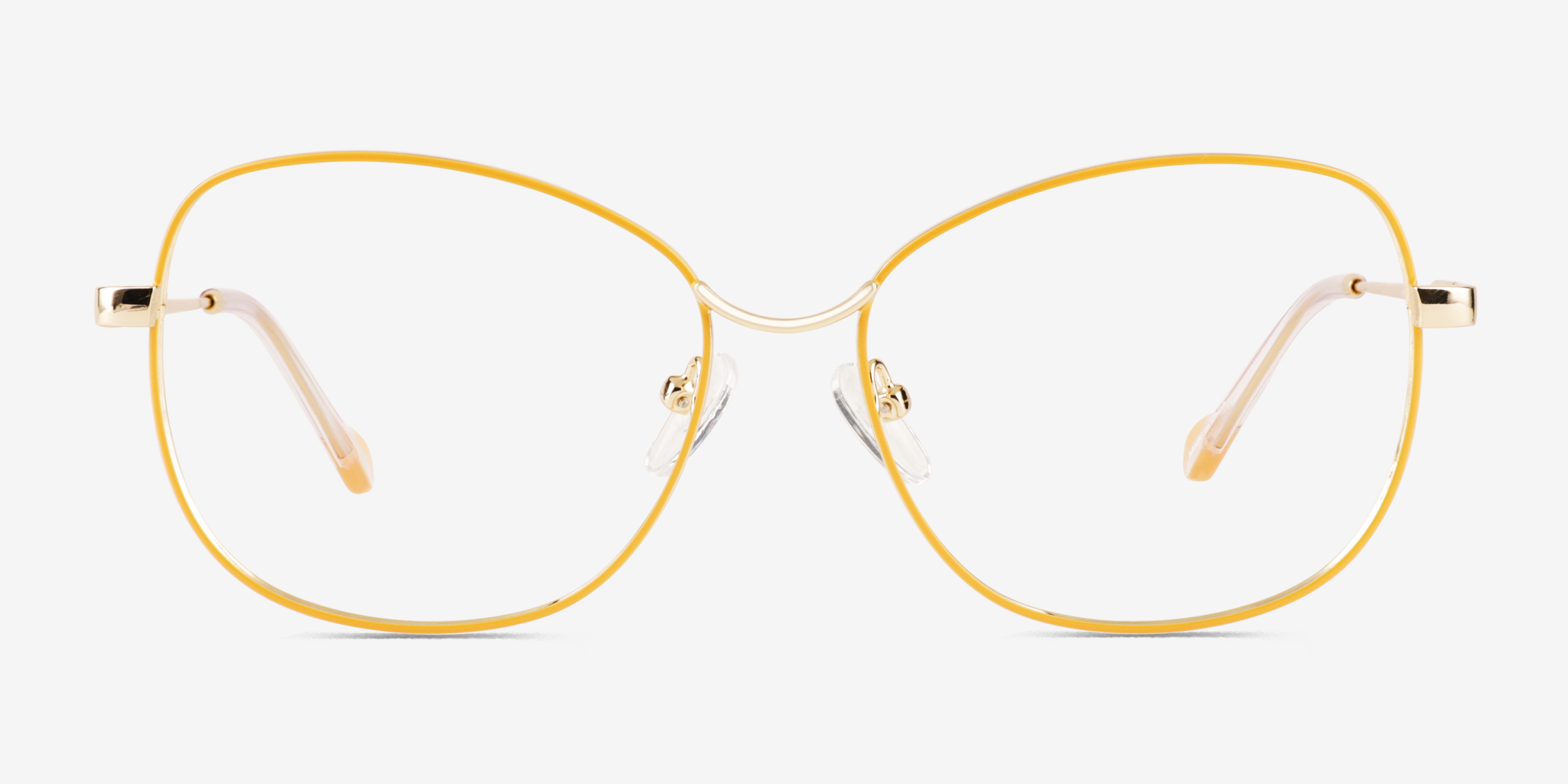 Maude Yellow Gold MétalMontures de lunettes de vue d'EyeBuyDirect, Vue de Face