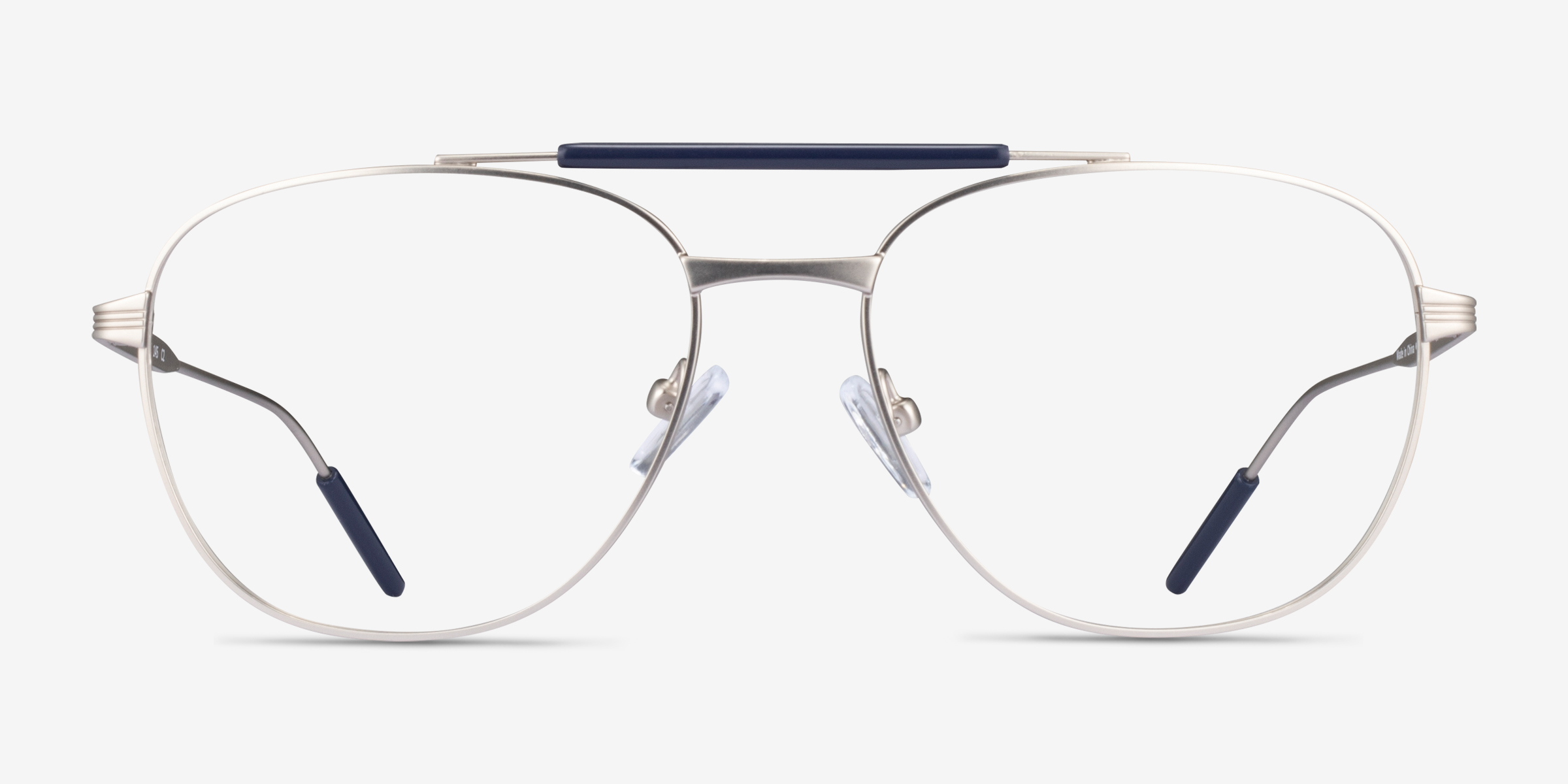 Tatum Navy Matte Silver MétalMontures de lunettes de vue d'EyeBuyDirect, Vue de Face