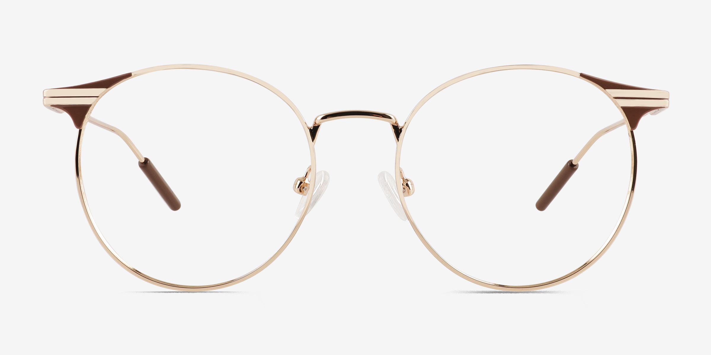 Mastery Gold Brown MétalMontures de lunettes de vue d'EyeBuyDirect, Vue de Face