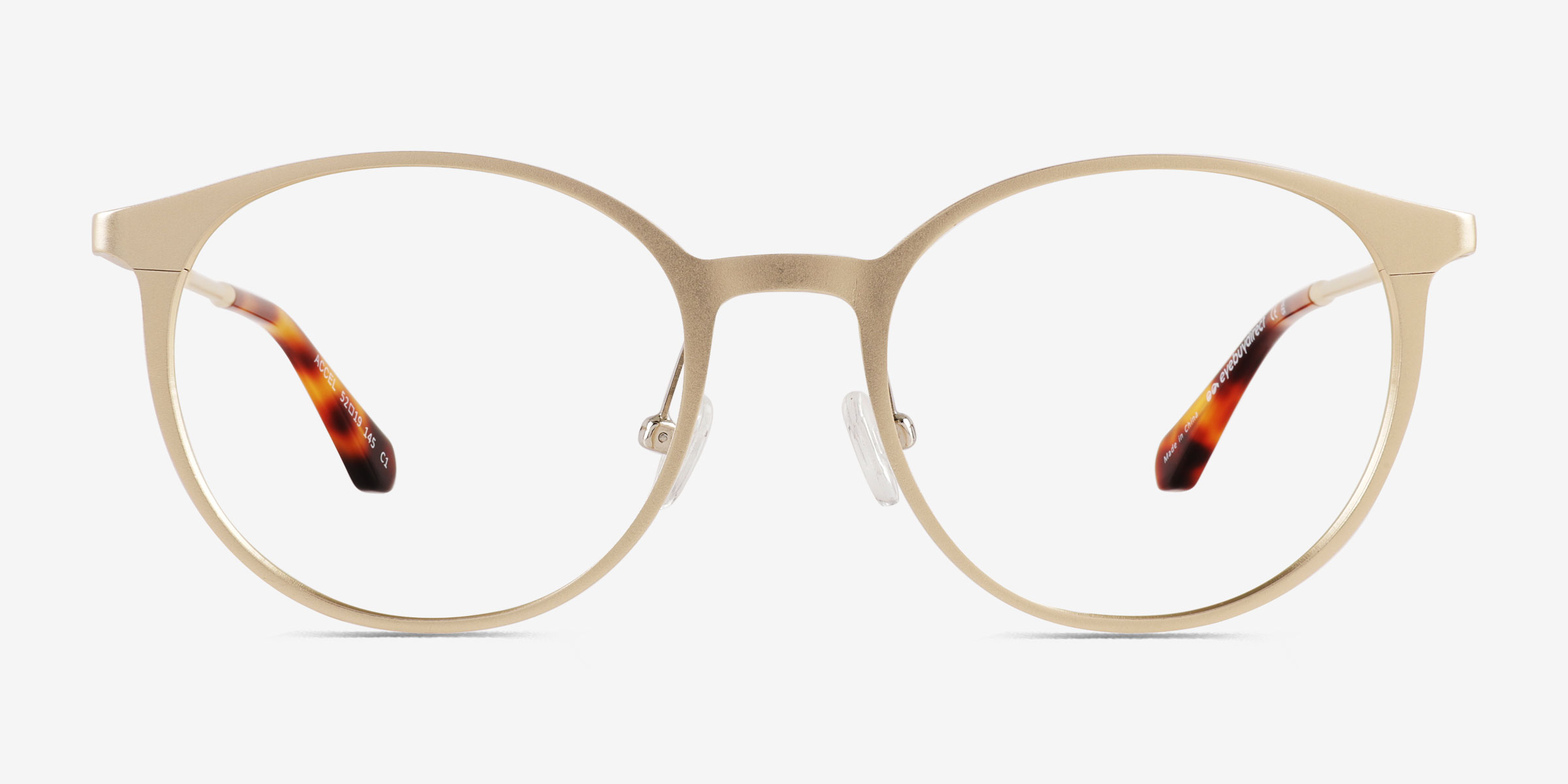 Accel Matte Gold Aluminium-alloyMontures de lunettes de vue d'EyeBuyDirect, Vue de Face