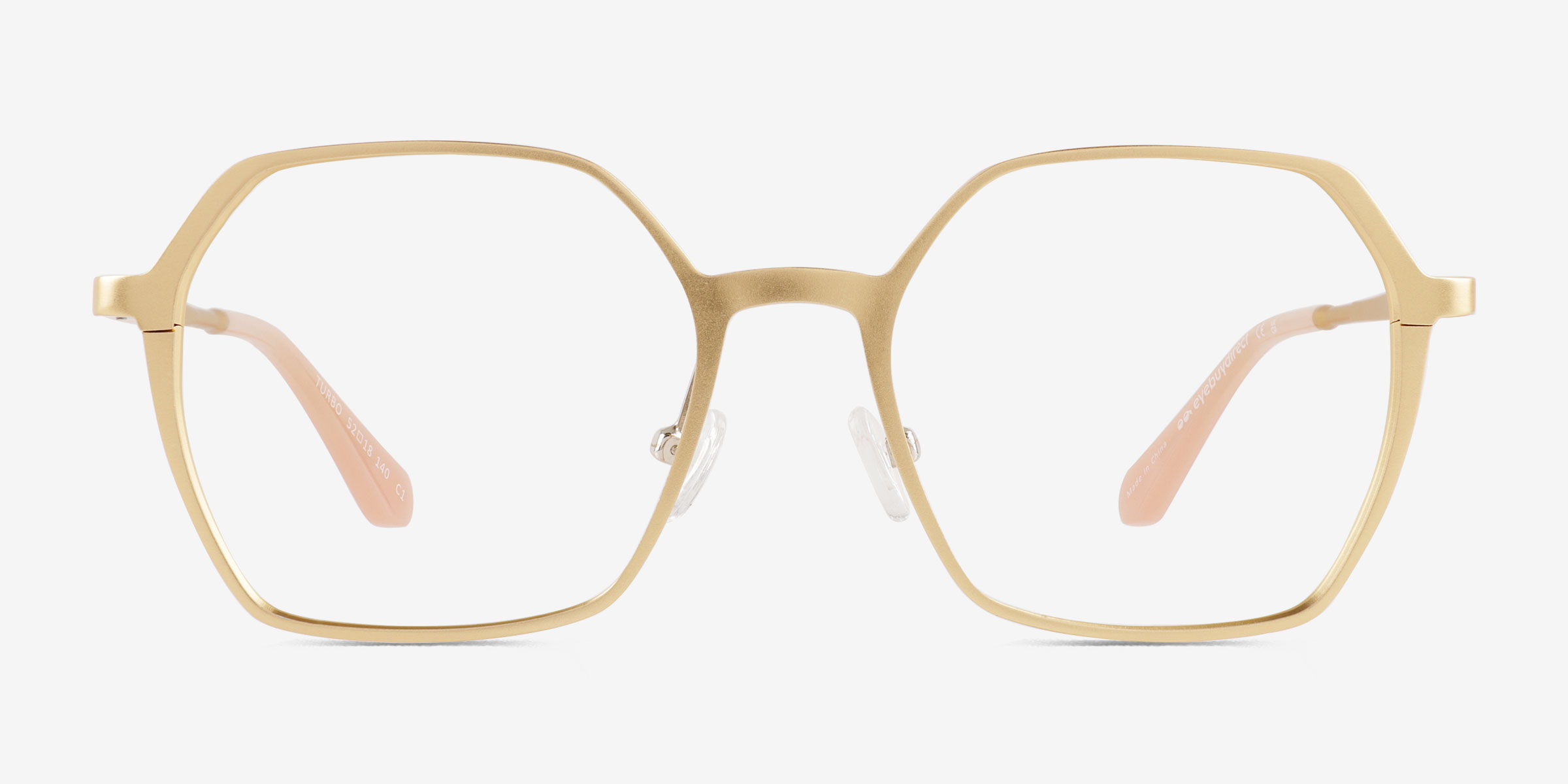 Turbo Matte Gold Aluminium-alloyMontures de lunettes de vue d'EyeBuyDirect, Vue de Face