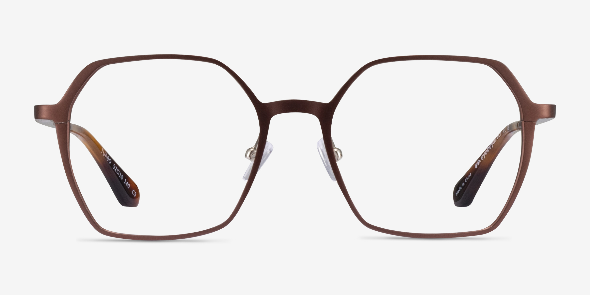 Turbo Matte Brown Aluminium-alloyMontures de lunettes de vue d'EyeBuyDirect, Vue de Face