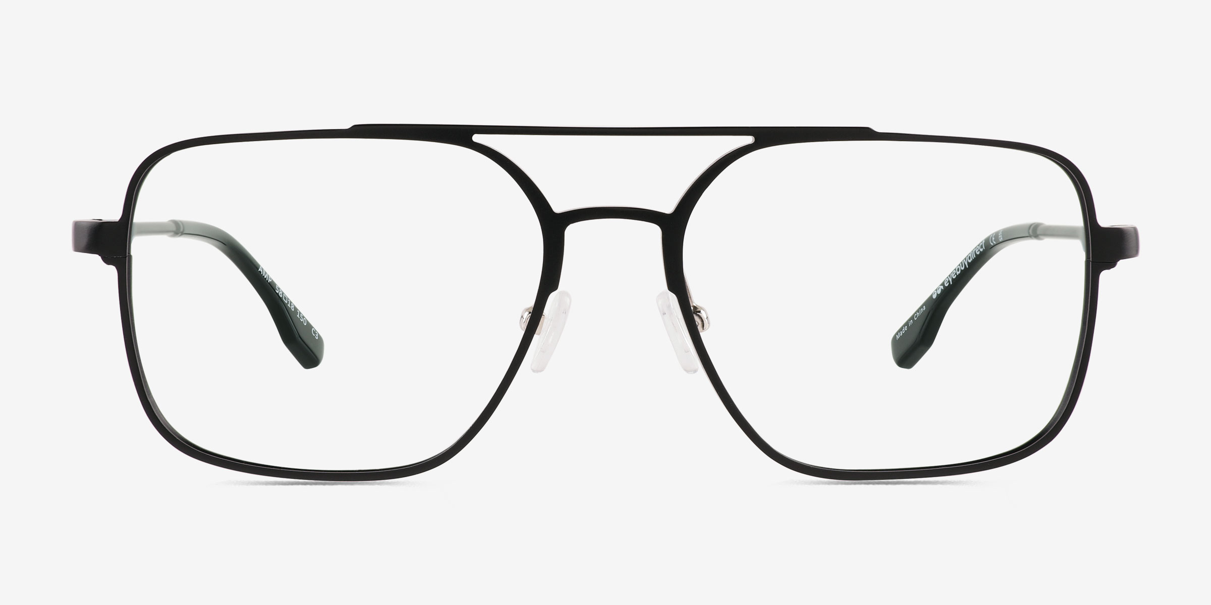Amp Matte Black Aluminium-alloyMontures de lunettes de vue d'EyeBuyDirect, Vue de Face