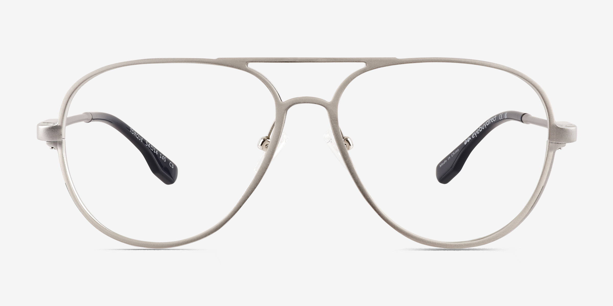 Torque Matte Silver Aluminium-alloyMontures de lunettes de vue d'EyeBuyDirect, Vue de Face