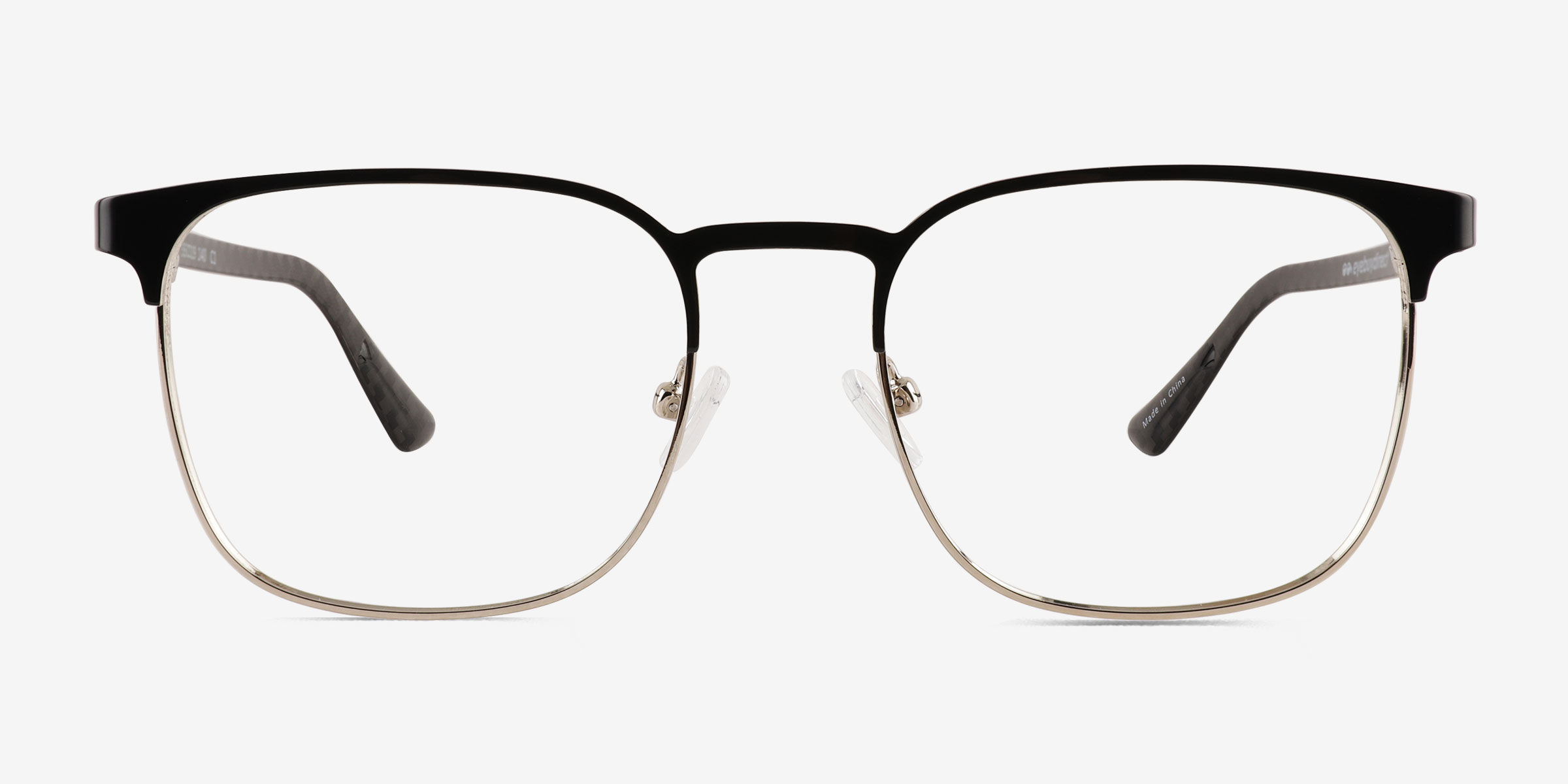 Whir Black Silver MétalMontures de lunettes de vue d'EyeBuyDirect, Vue de Face