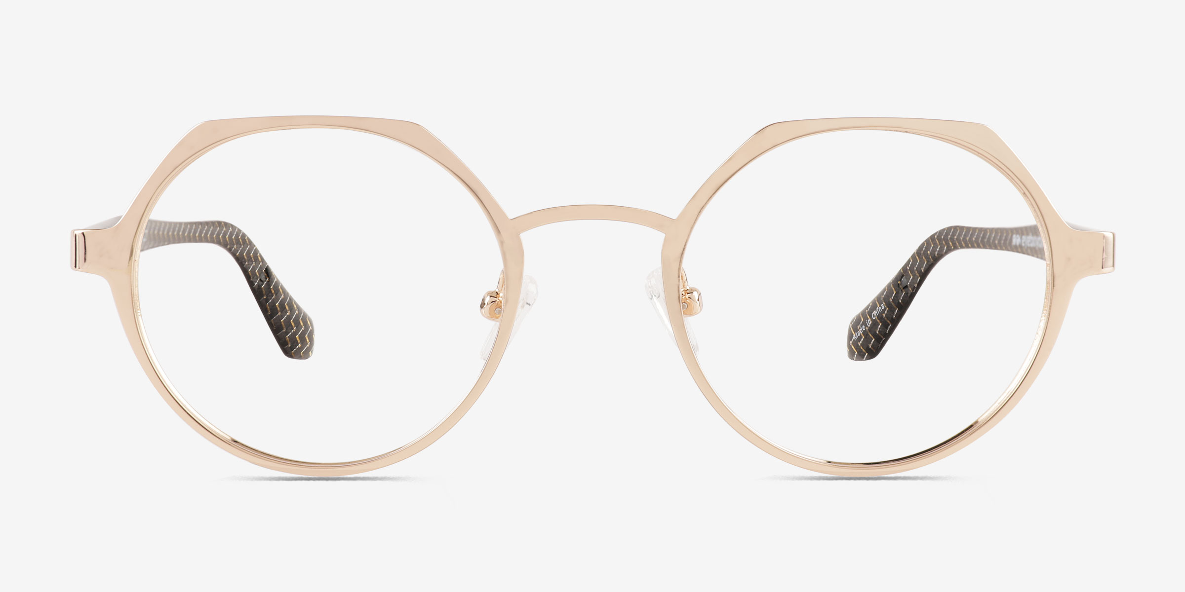 Jet Shiny Gold Black MétalMontures de lunettes de vue d'EyeBuyDirect, Vue de Face