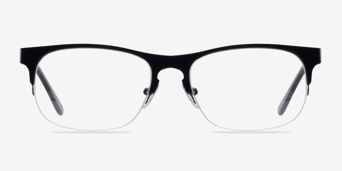 Farley Noir MétalMontures de lunettes de vue d'EyeBuyDirect, Vue de Face