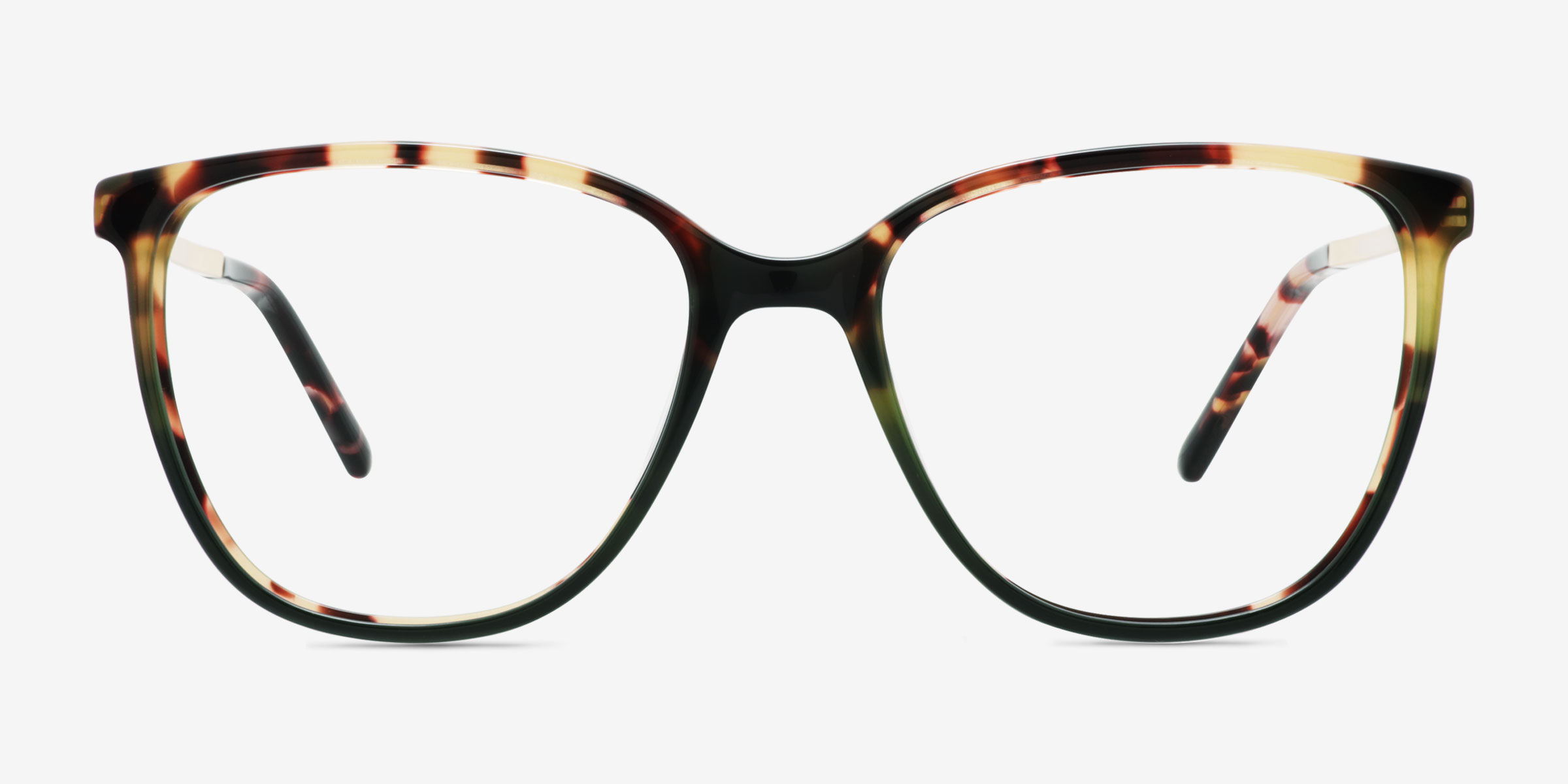 Aroma Tortoise Green MétalMontures de lunettes de vue d'EyeBuyDirect, Vue de Face