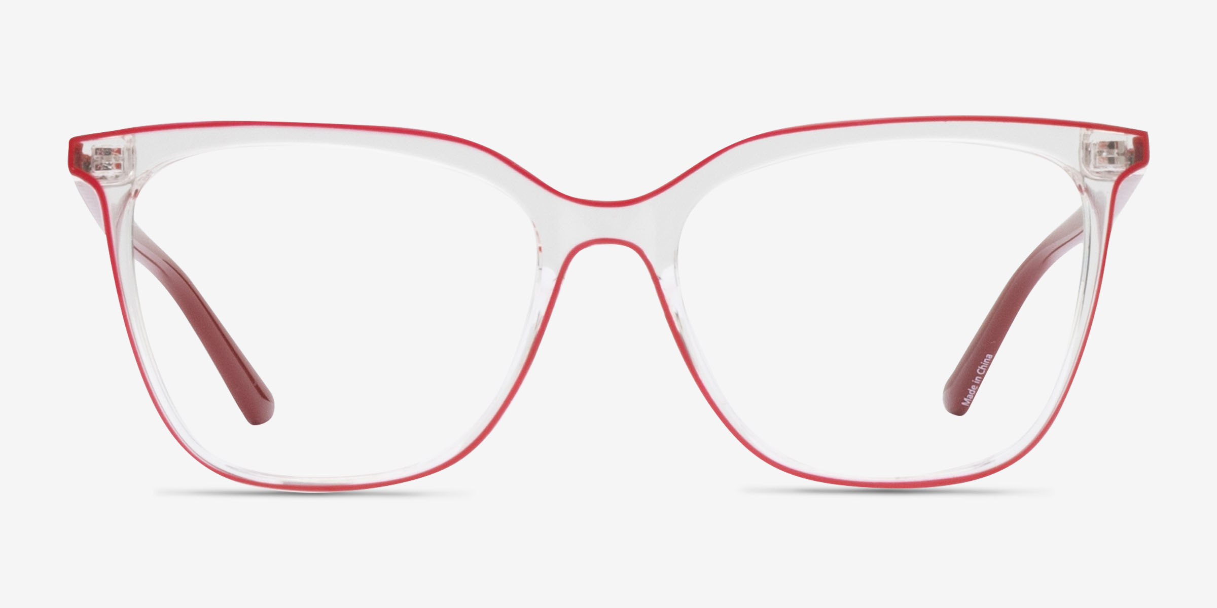 Farina Red Clear PlastiqueMontures de lunettes de vue d'EyeBuyDirect, Vue de Face