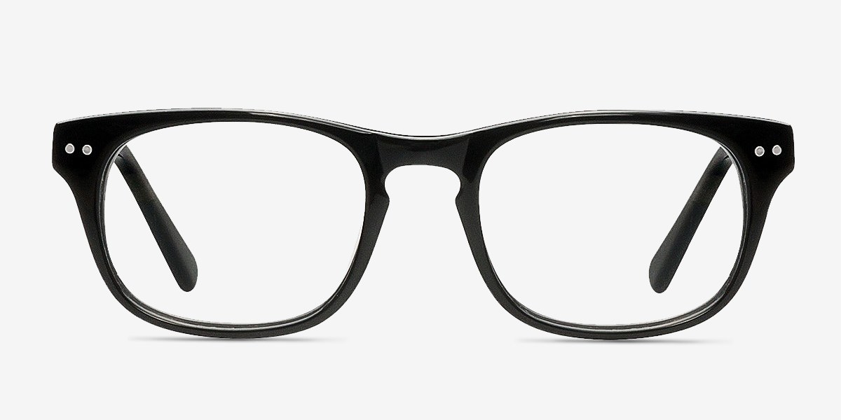 Carla Noir AcétateMontures de lunettes de vue d'EyeBuyDirect, Vue de Face