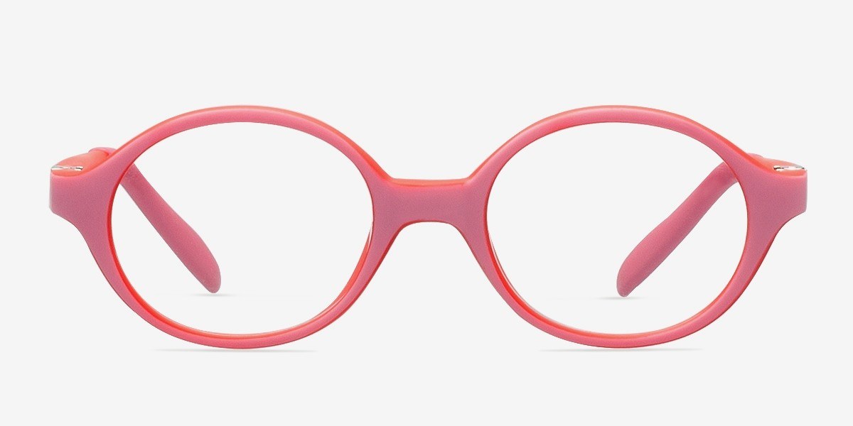 Theo Pink & Red PlastiqueMontures de lunettes de vue d'EyeBuyDirect, Vue de Face